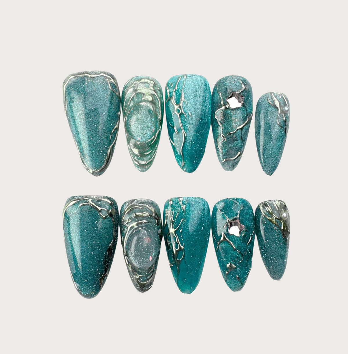 Abyssal Depths - Handmade Press on Nails by Clawcreature - Handmade Press - on Nails