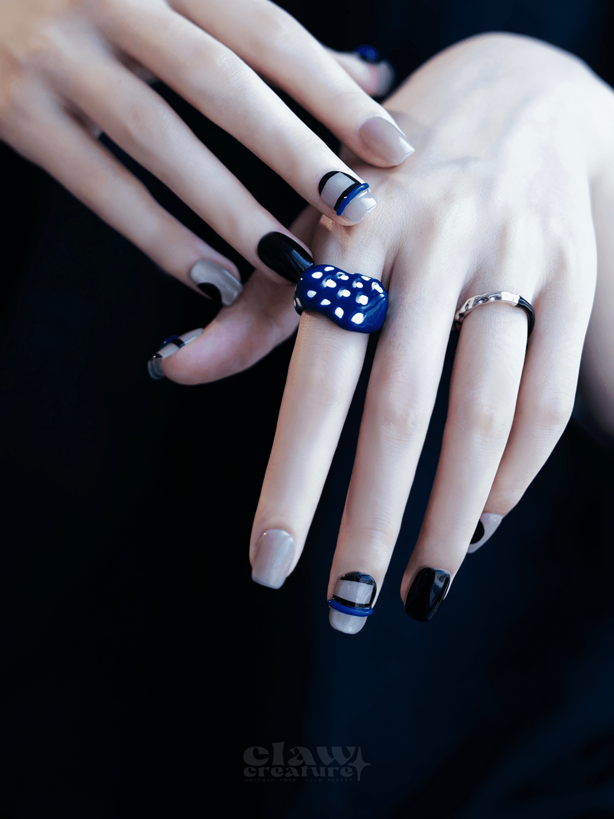 Blue Abyss - Handmade Press on Nails by Clawcreature - Handmade Press - on Nails