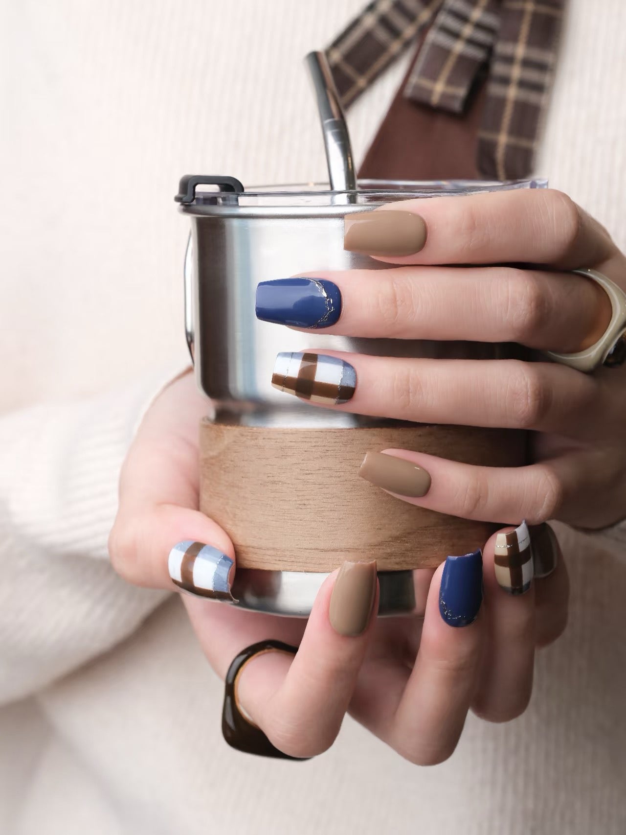 Blue Mocha - Handmade Press on Nails by Clawcreature - Handmade Press - on Nails