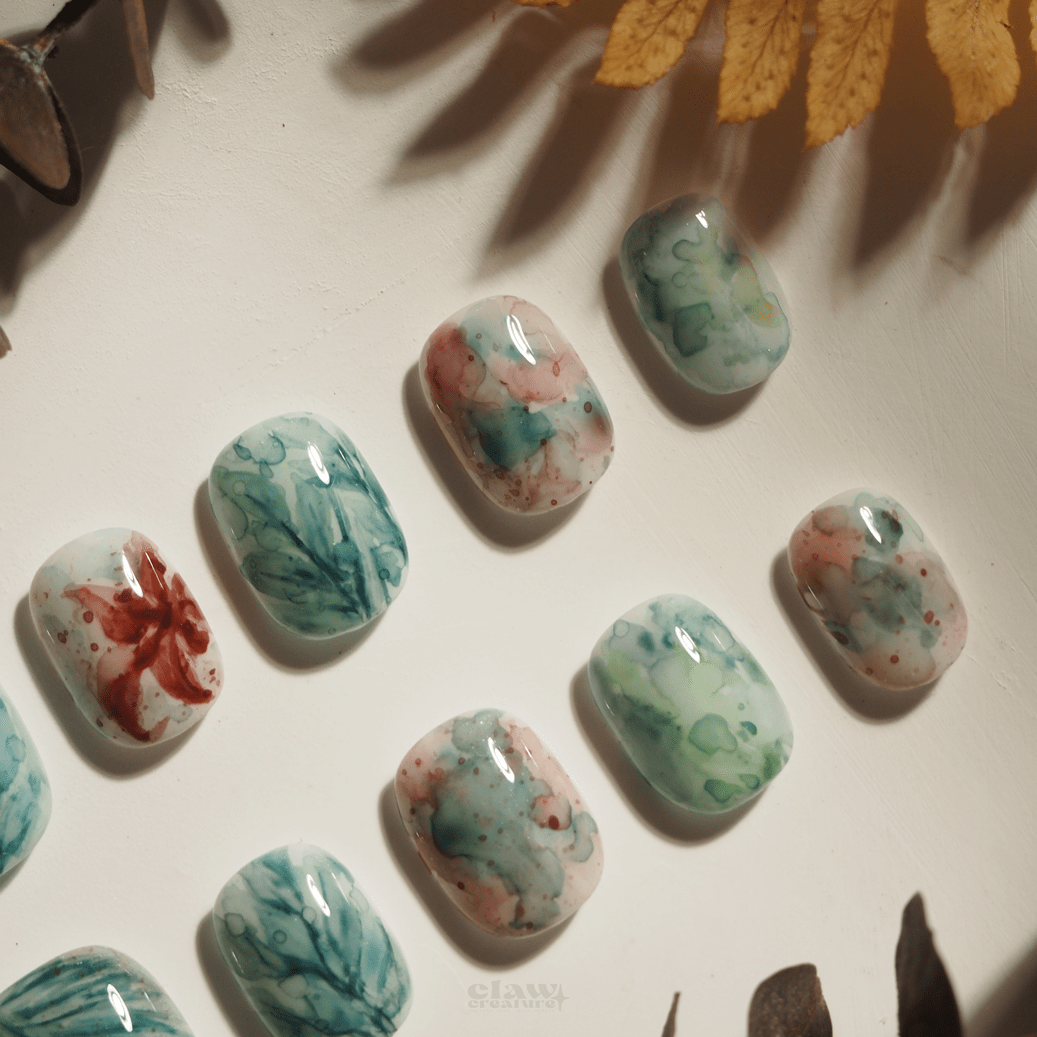 Botanical Dream - Handmade Press on Nails by Clawcreature - Handmade Press - on Nails