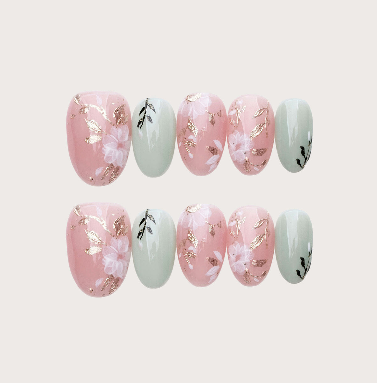 Breeze Floral - Handmade Press on Nails by Clawcreature - Handmade Press - on Nails
