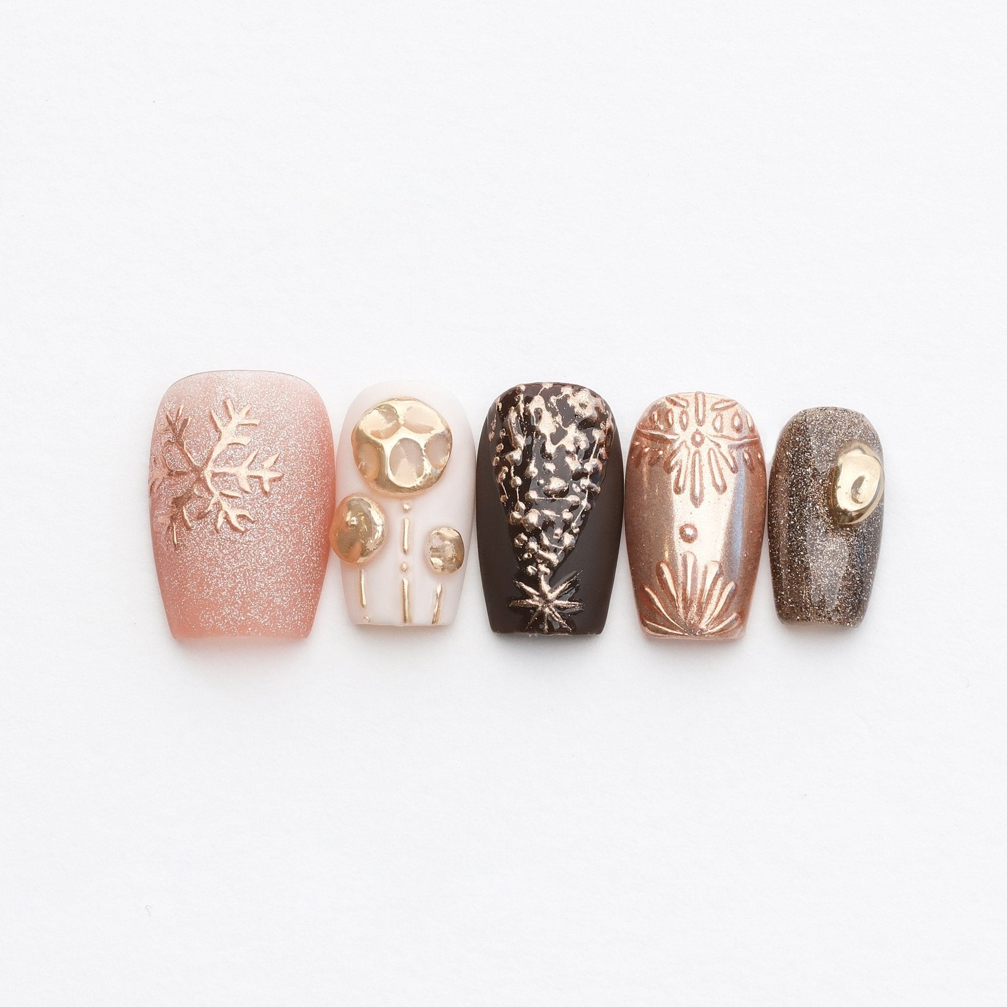 Cocoa Frost - Handmade Press on Nails by Clawcreature - Handmade Press - on Nails