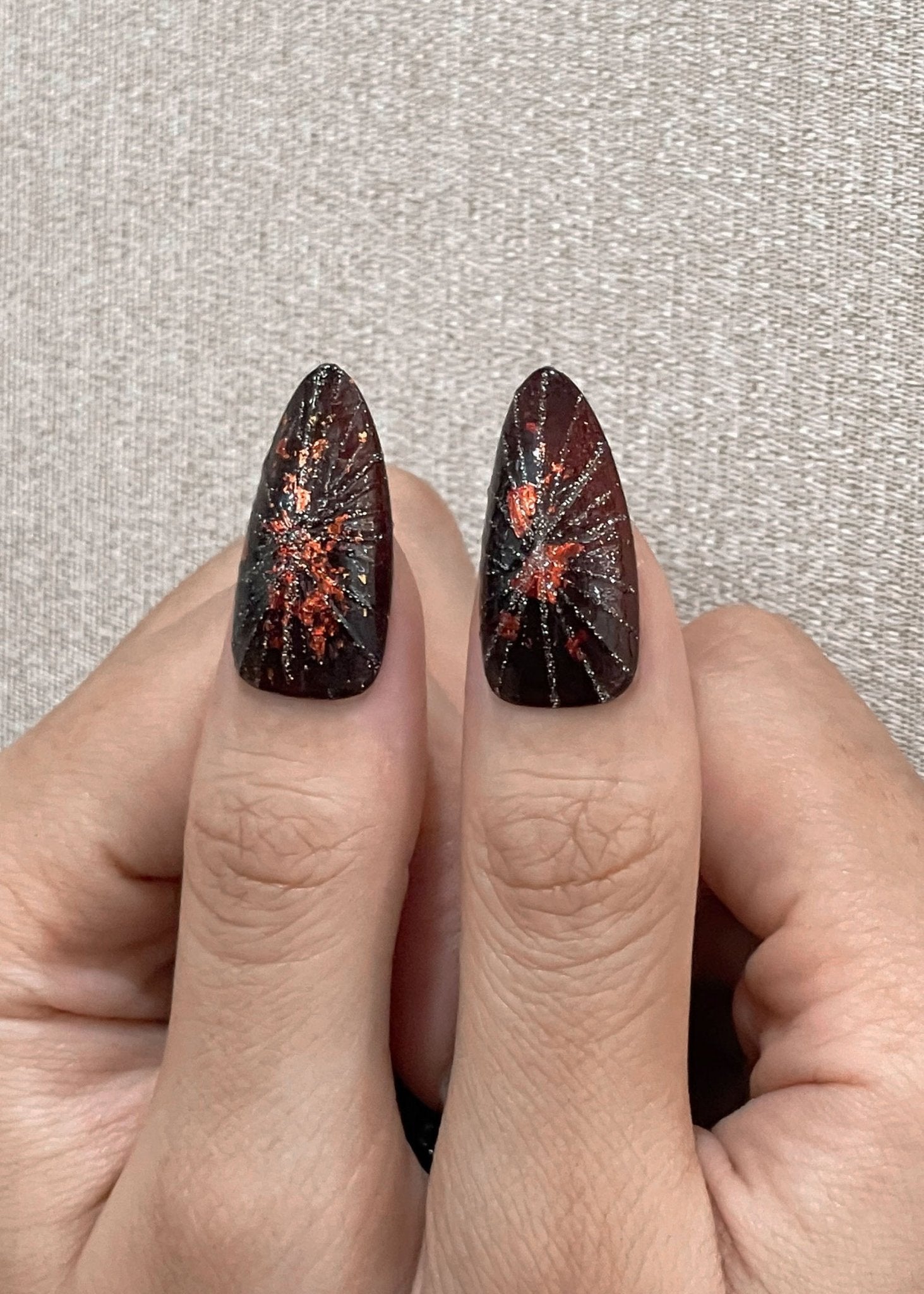Crimson Eclipse - Handmade Press on Nails by Clawcreature - Handmade Press - on Nails
