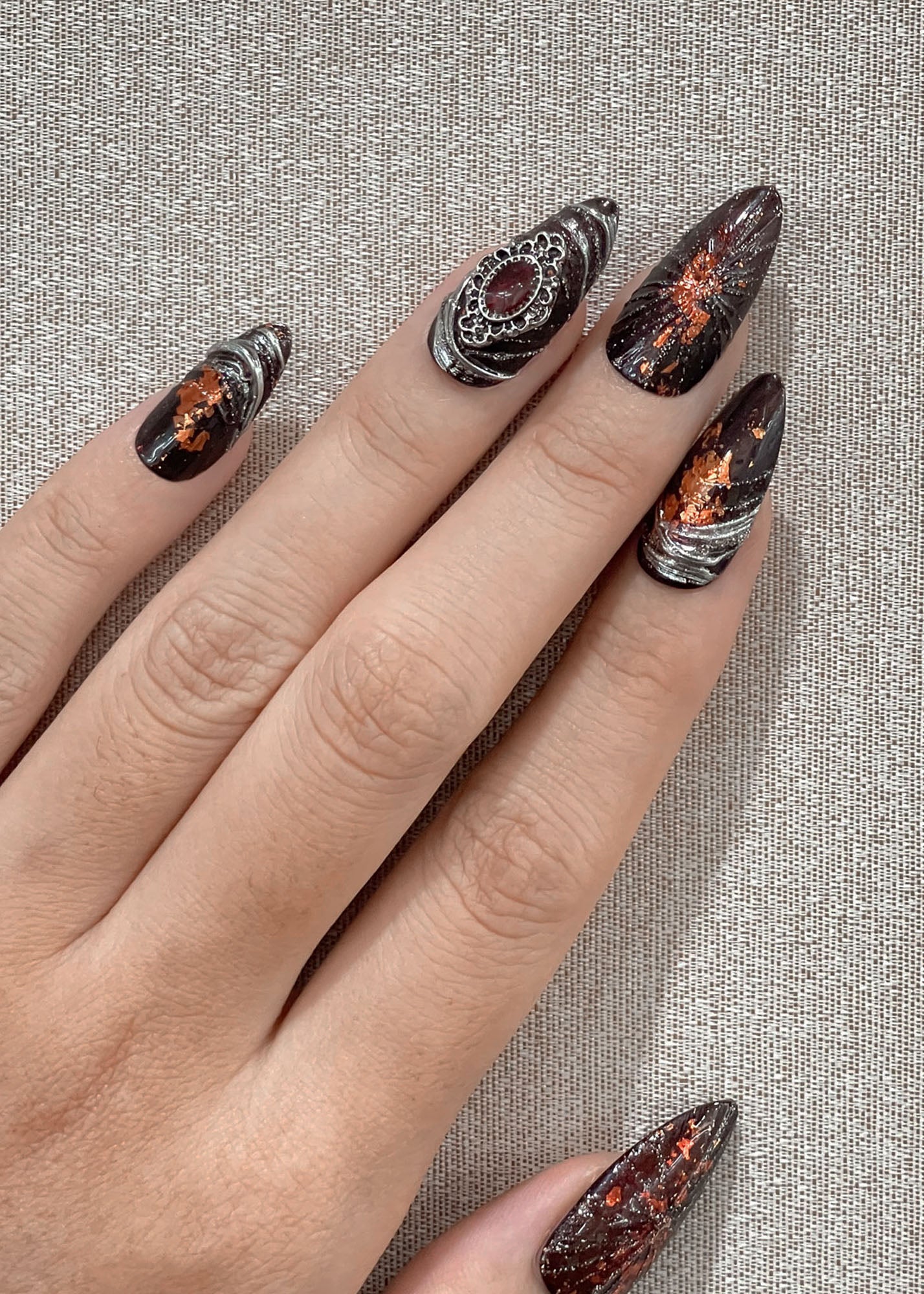 Crimson Eclipse - Handmade Press on Nails by Clawcreature - Handmade Press - on Nails