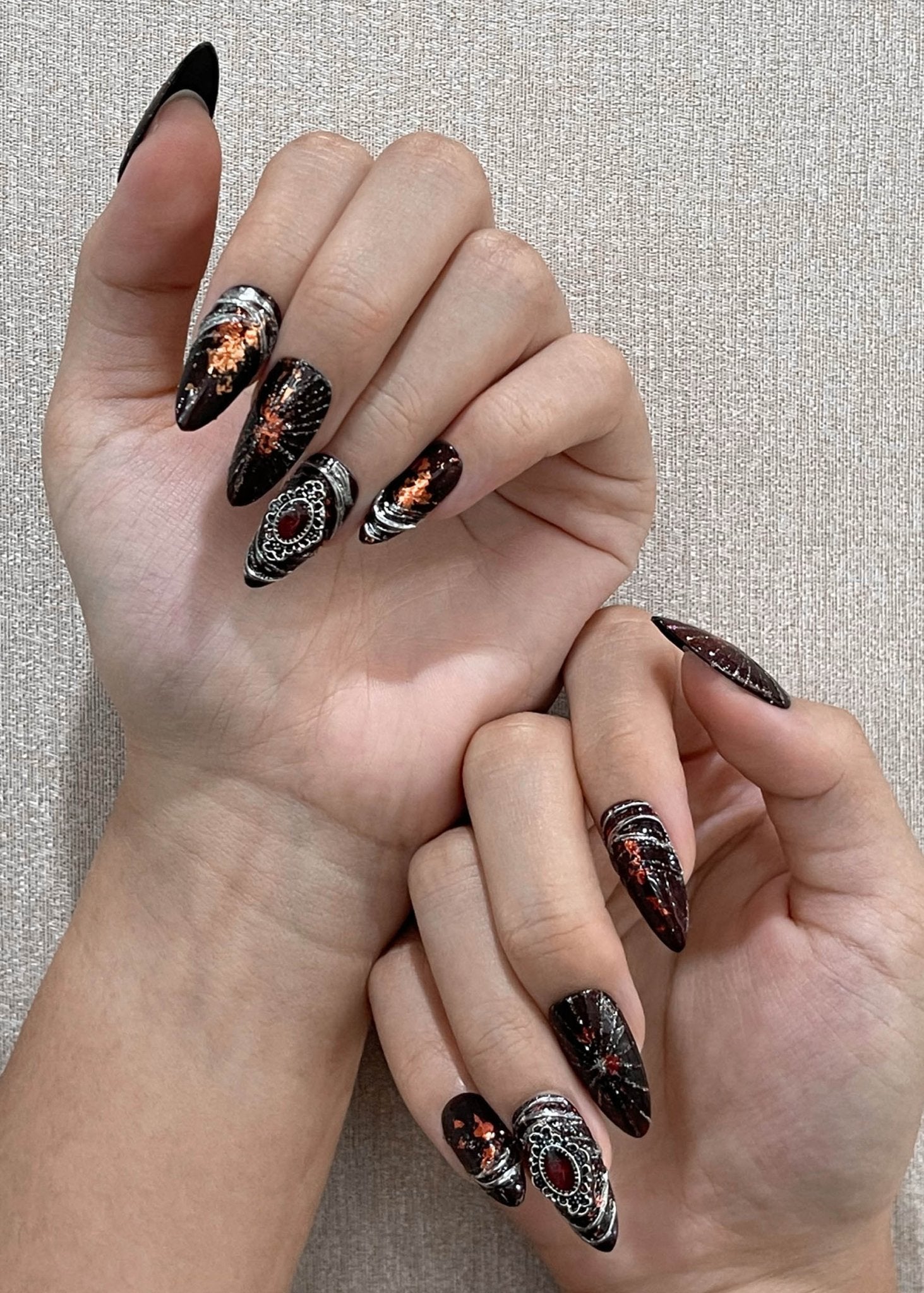 Crimson Eclipse - Handmade Press on Nails by Clawcreature - Handmade Press - on Nails