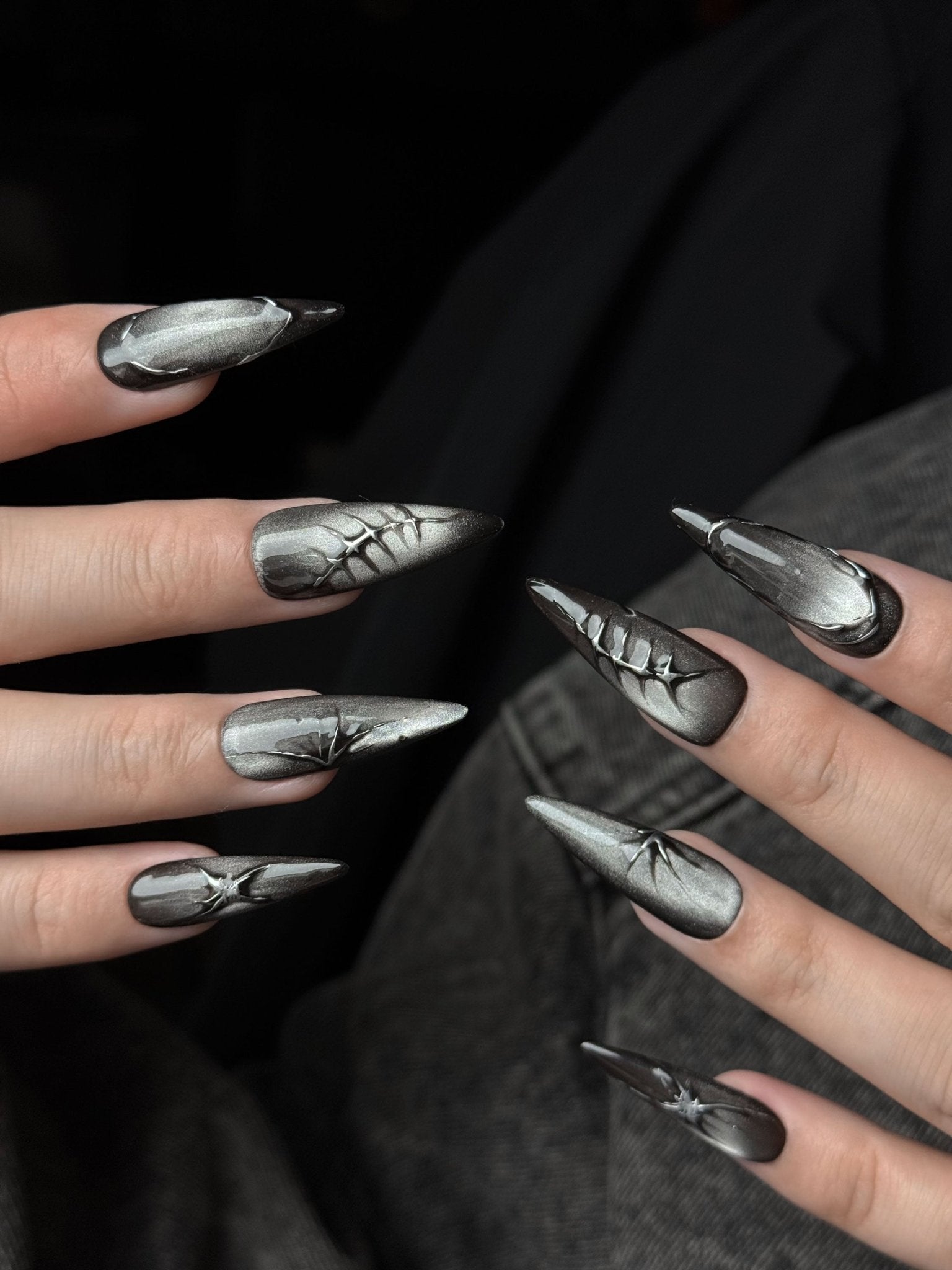 Dark Fracture - Handmade Press on Nails by Clawcreature - Handmade Press - on Nails