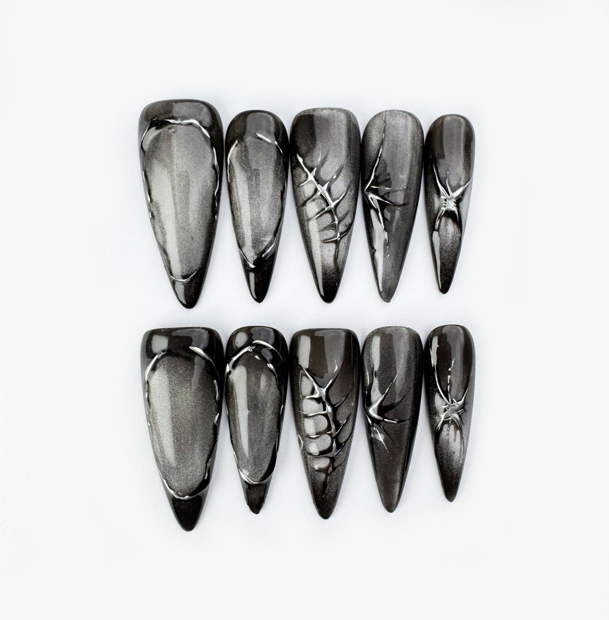 Dark Fracture - Handmade Press on Nails by Clawcreature - Handmade Press - on Nails