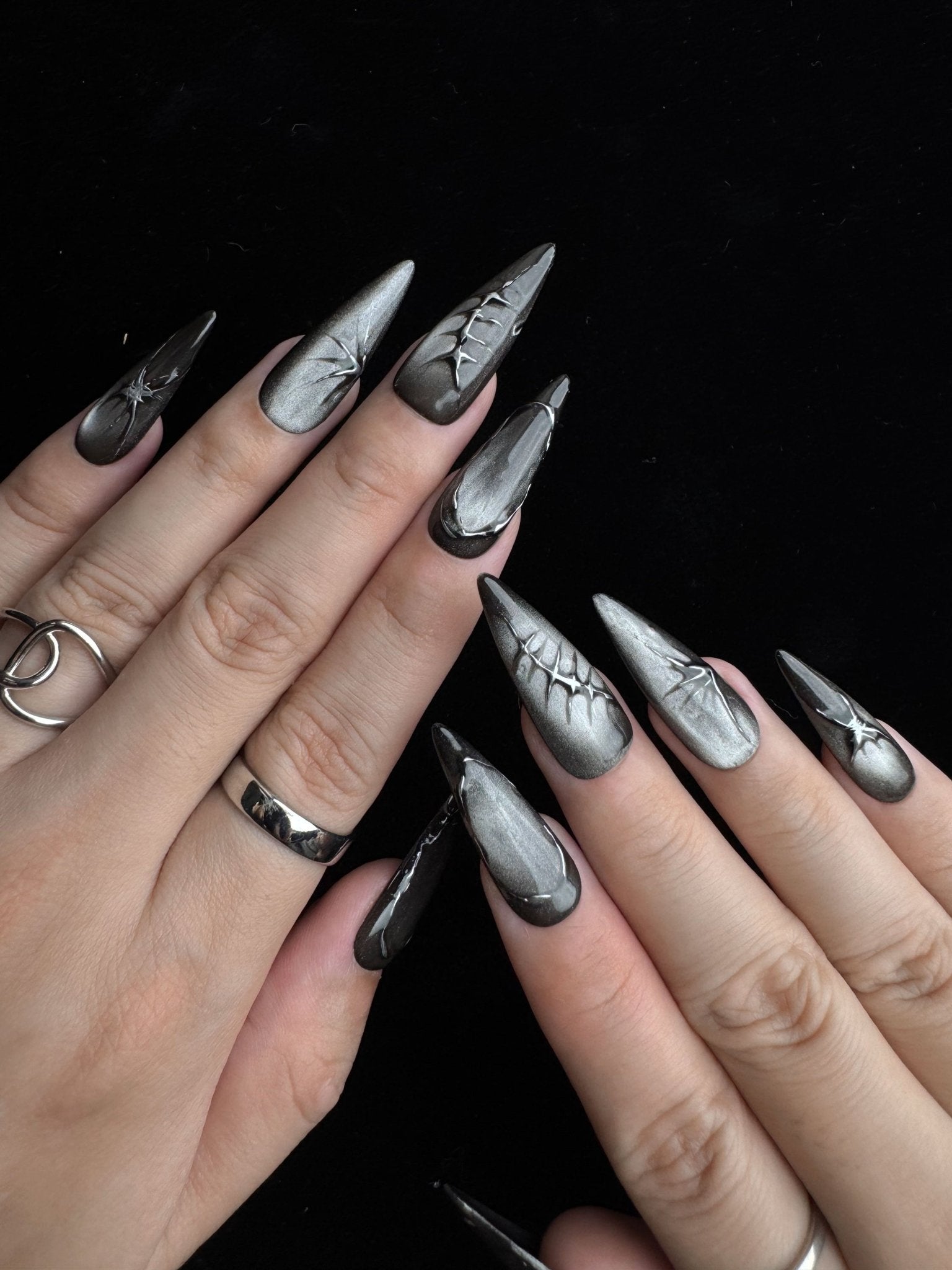 Dark Fracture - Handmade Press on Nails by Clawcreature - Handmade Press - on Nails