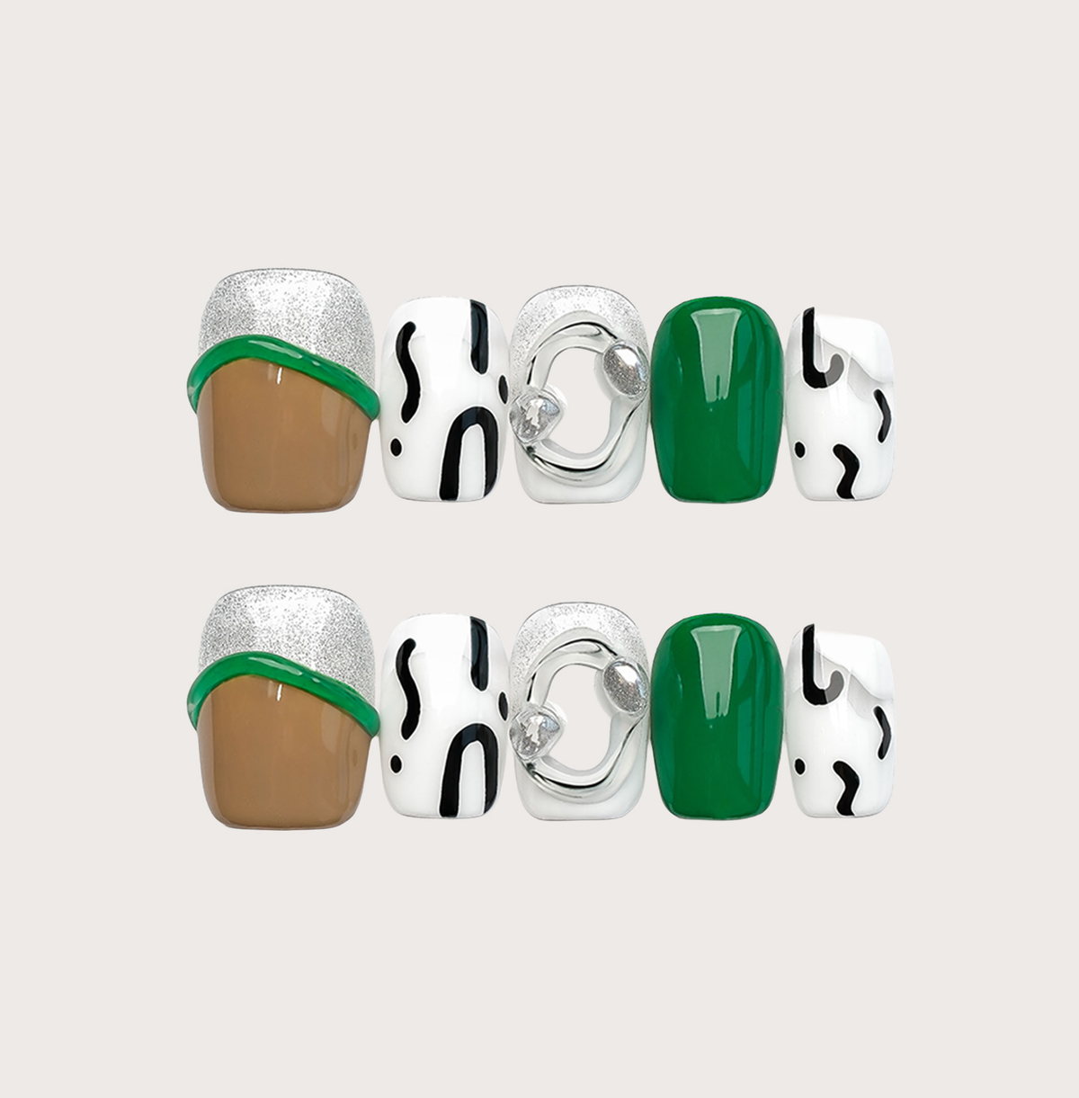 Evergreen - Handmade Press on Nails by Clawcreature - Handmade Press - on Nails