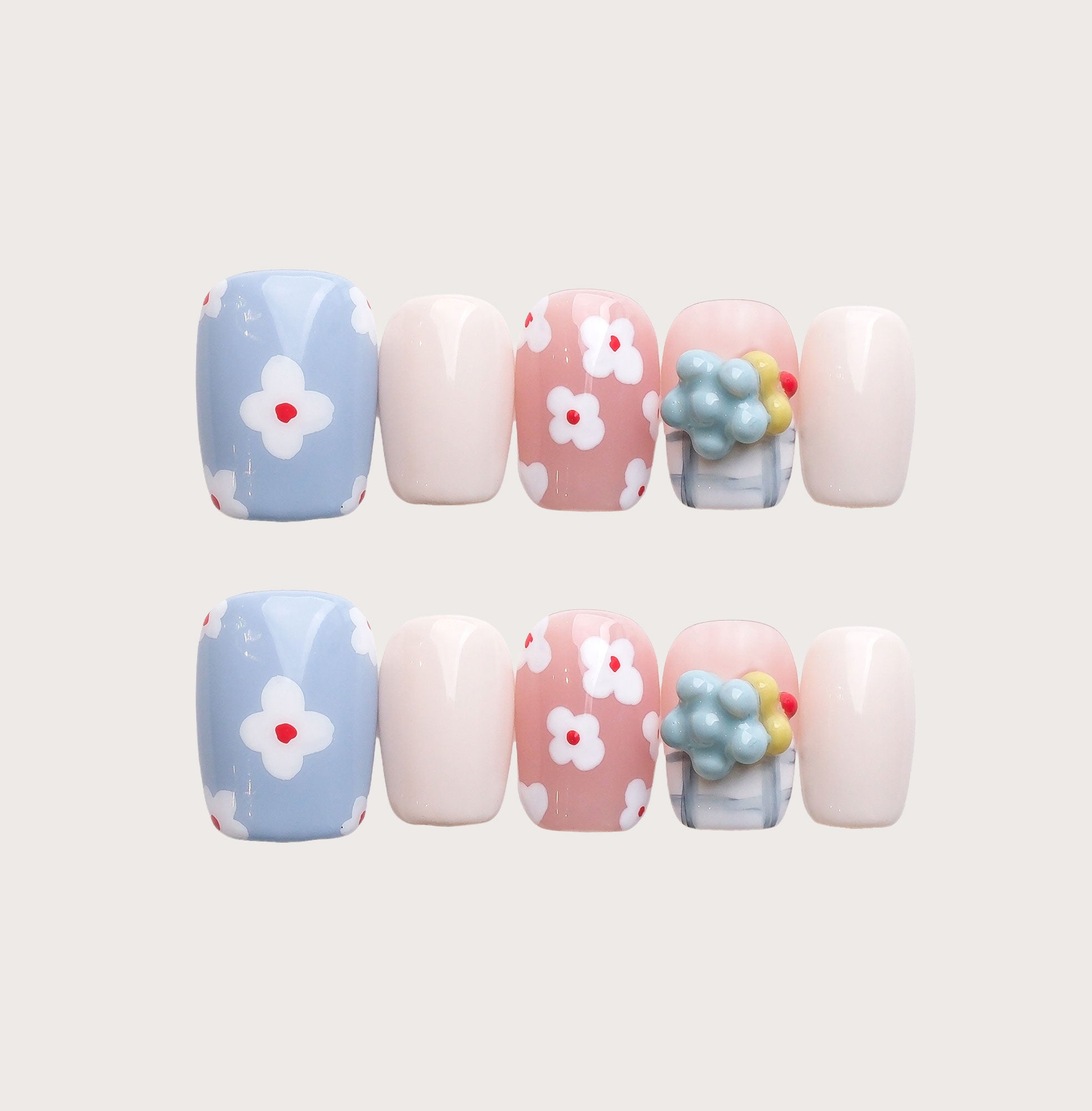 Flower Pop - Handmade Press on Nails by Clawcreature - Handmade Press - on Nails