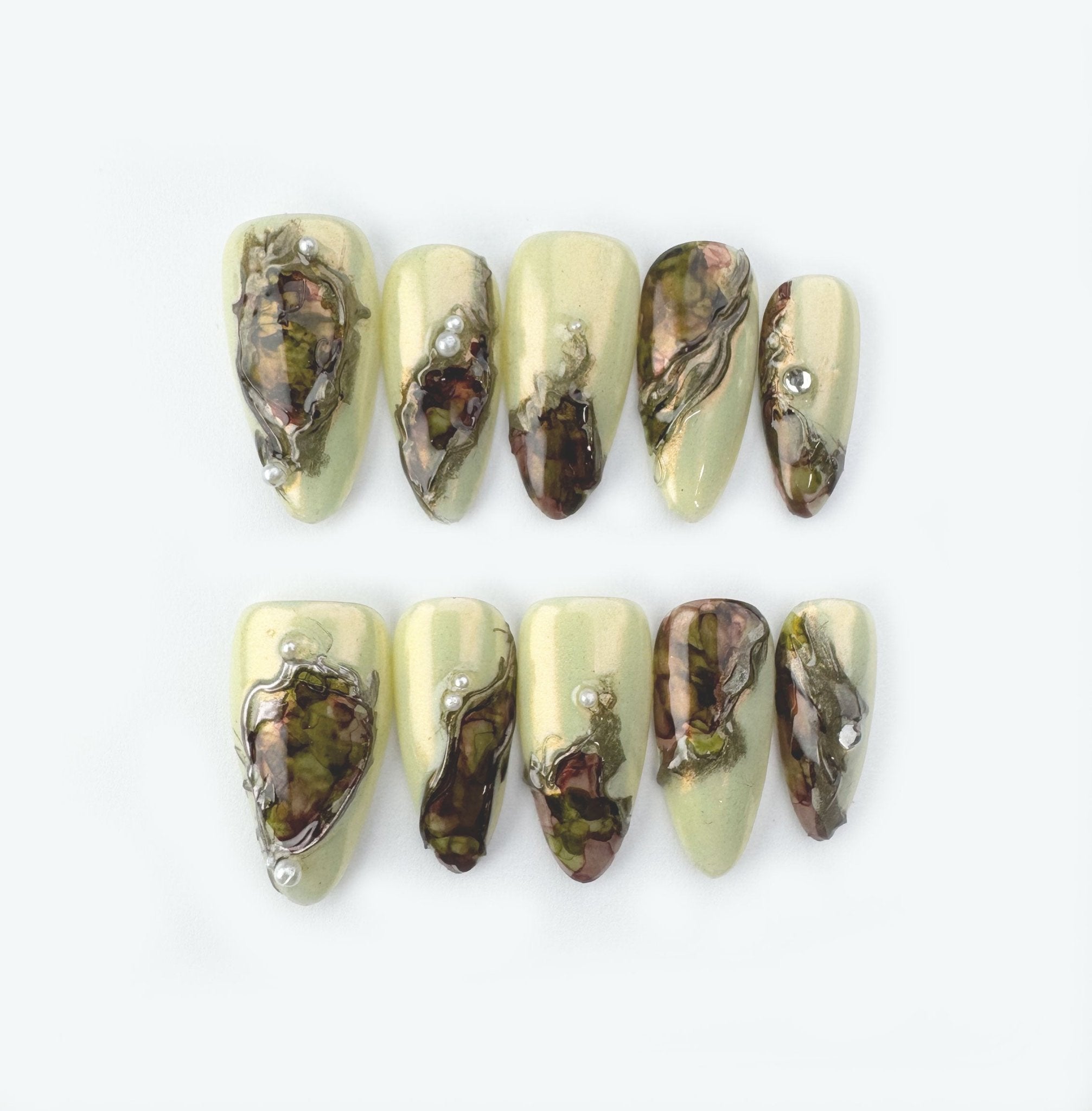 Forest Relic - Handmade Press on Nails by Clawcreature - Handmade Press - on Nails