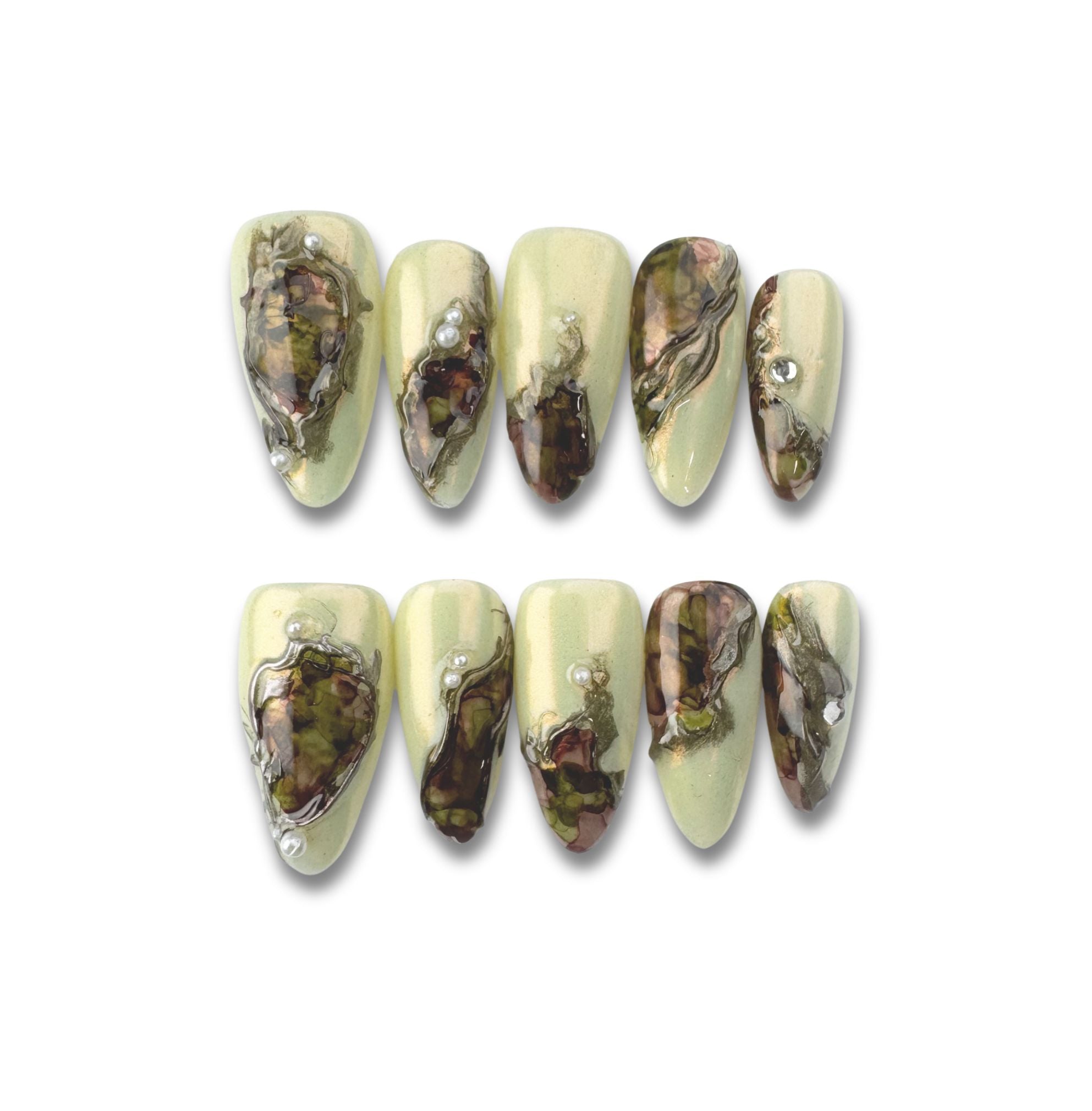 Forest Relic - Handmade Press on Nails by Clawcreature - Handmade Press - on Nails