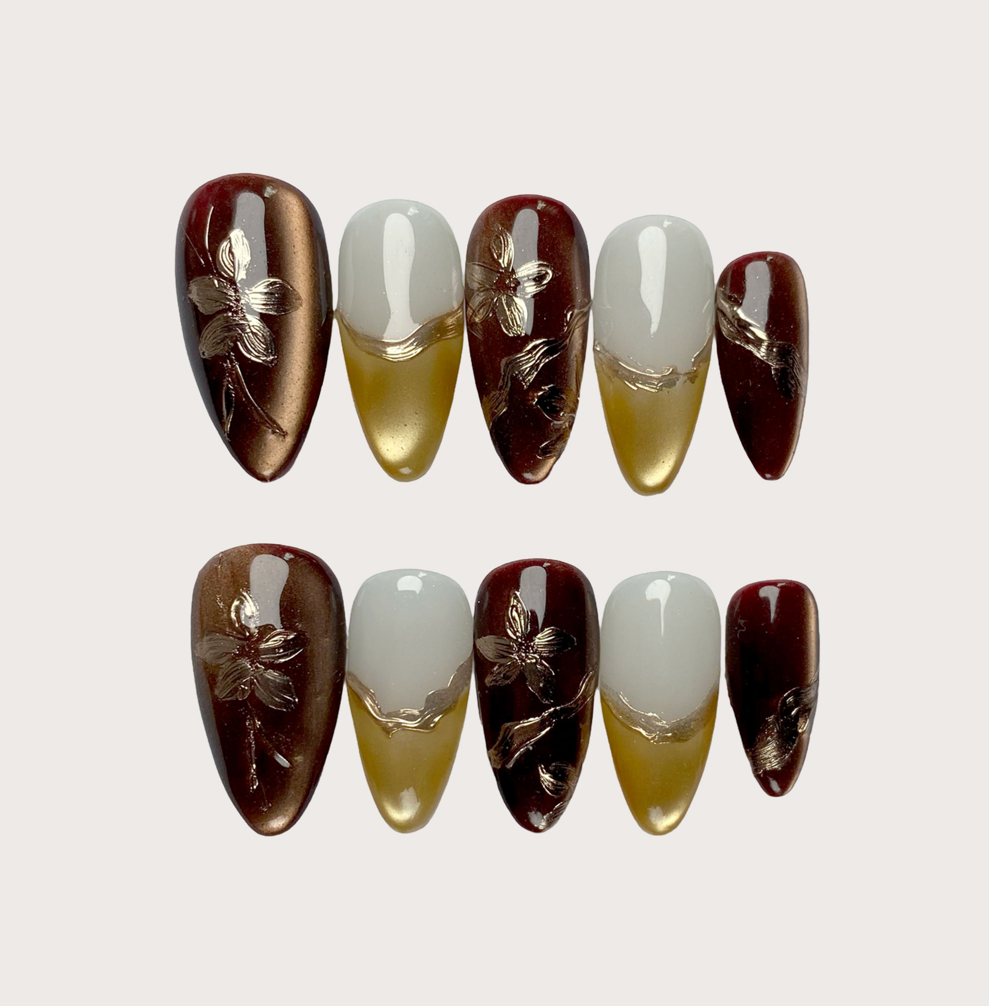 Golden Glow - Handmade Press on Nails by Clawcreature - Handmade Press - on Nails