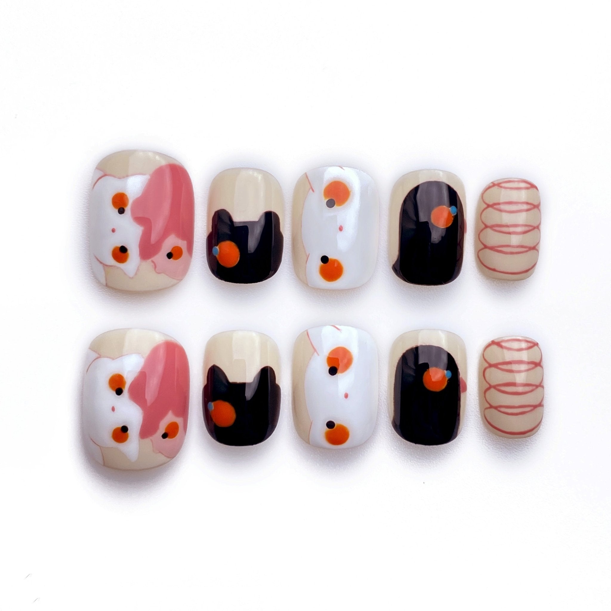 Hearts in Harmony - Handmade Press on Nails by Clawcreature - Handmade Press - on Nails