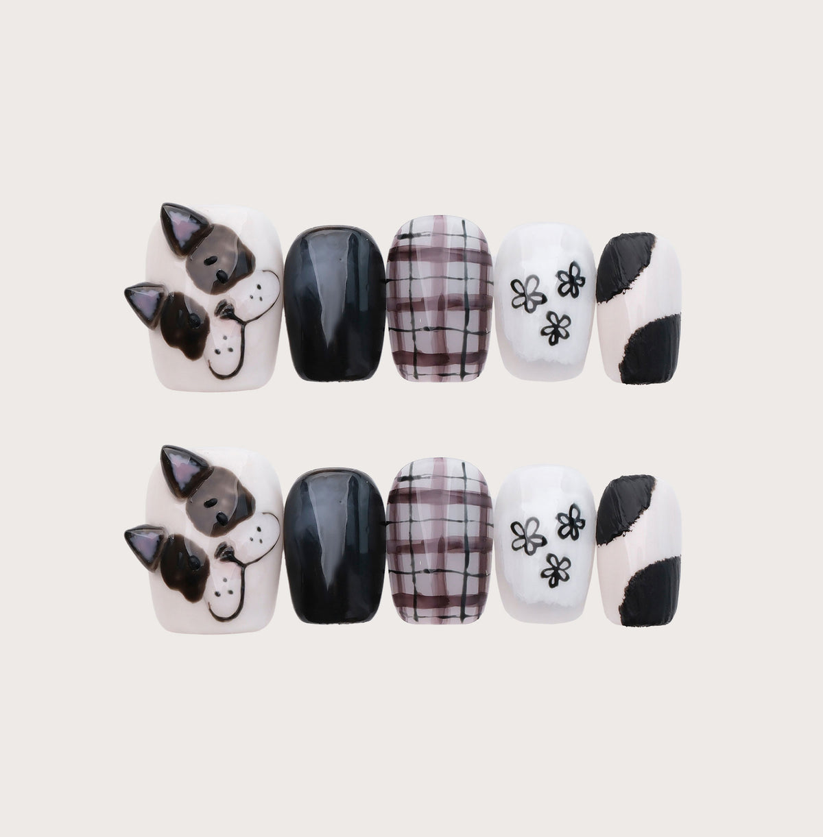Hugo the Frenchie - Handmade Press on Nails by Clawcreature - Handmade Press - on Nails