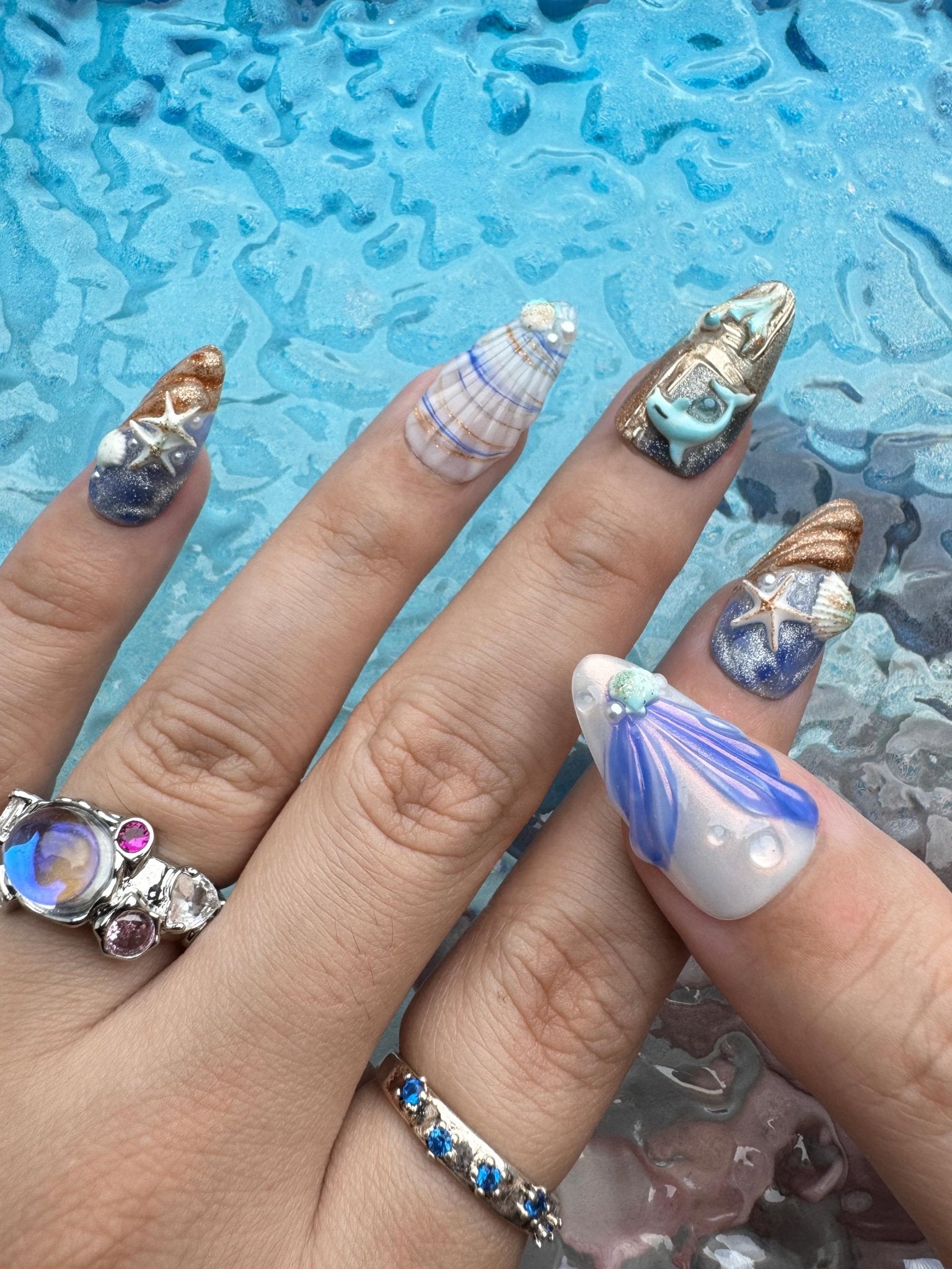 Mermaid Whisper - Handmade Press on Nails by Clawcreature - Handmade Press - on Nails