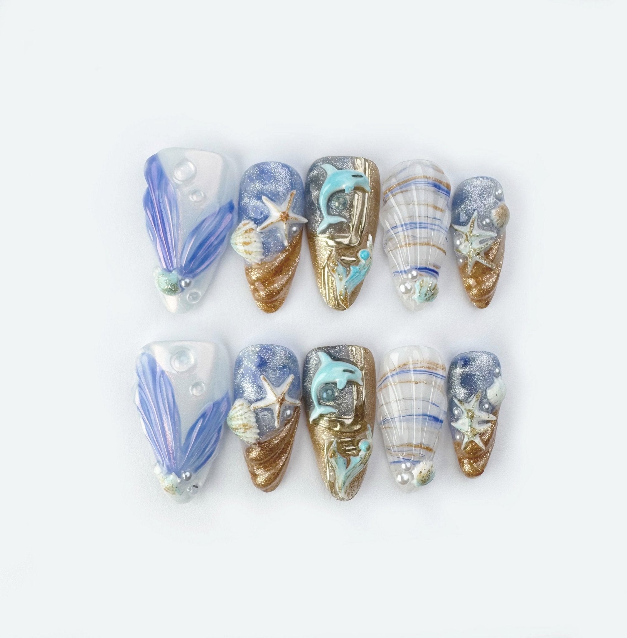 Mermaid Whisper - Handmade Press on Nails by Clawcreature - Handmade Press - on Nails