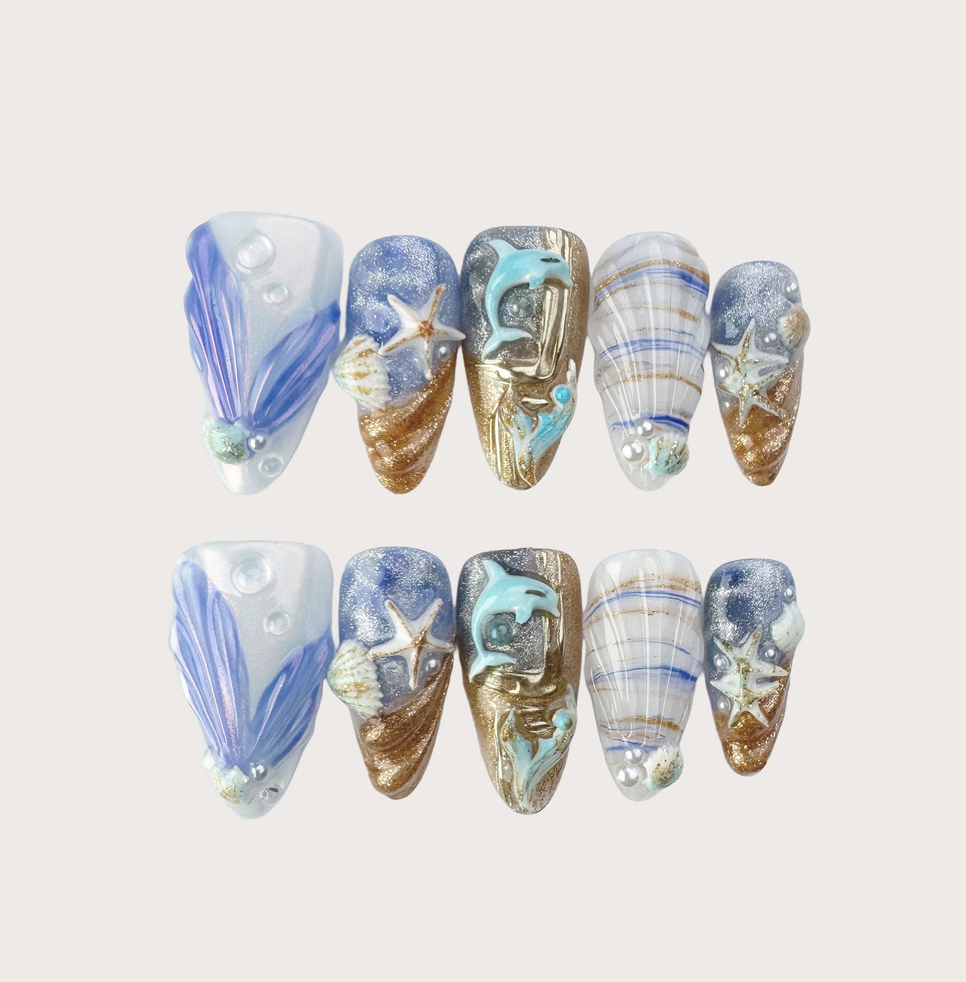 Mermaid Whisper - Handmade Press on Nails by Clawcreature - Handmade Press - on Nails