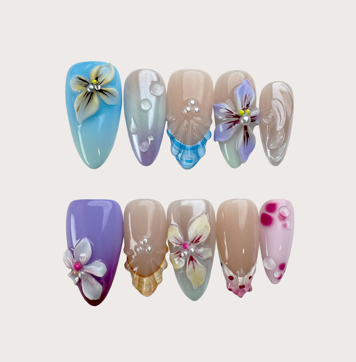 Morning Dew - Handmade Press on Nails by Clawcreature - Handmade Press - on Nails