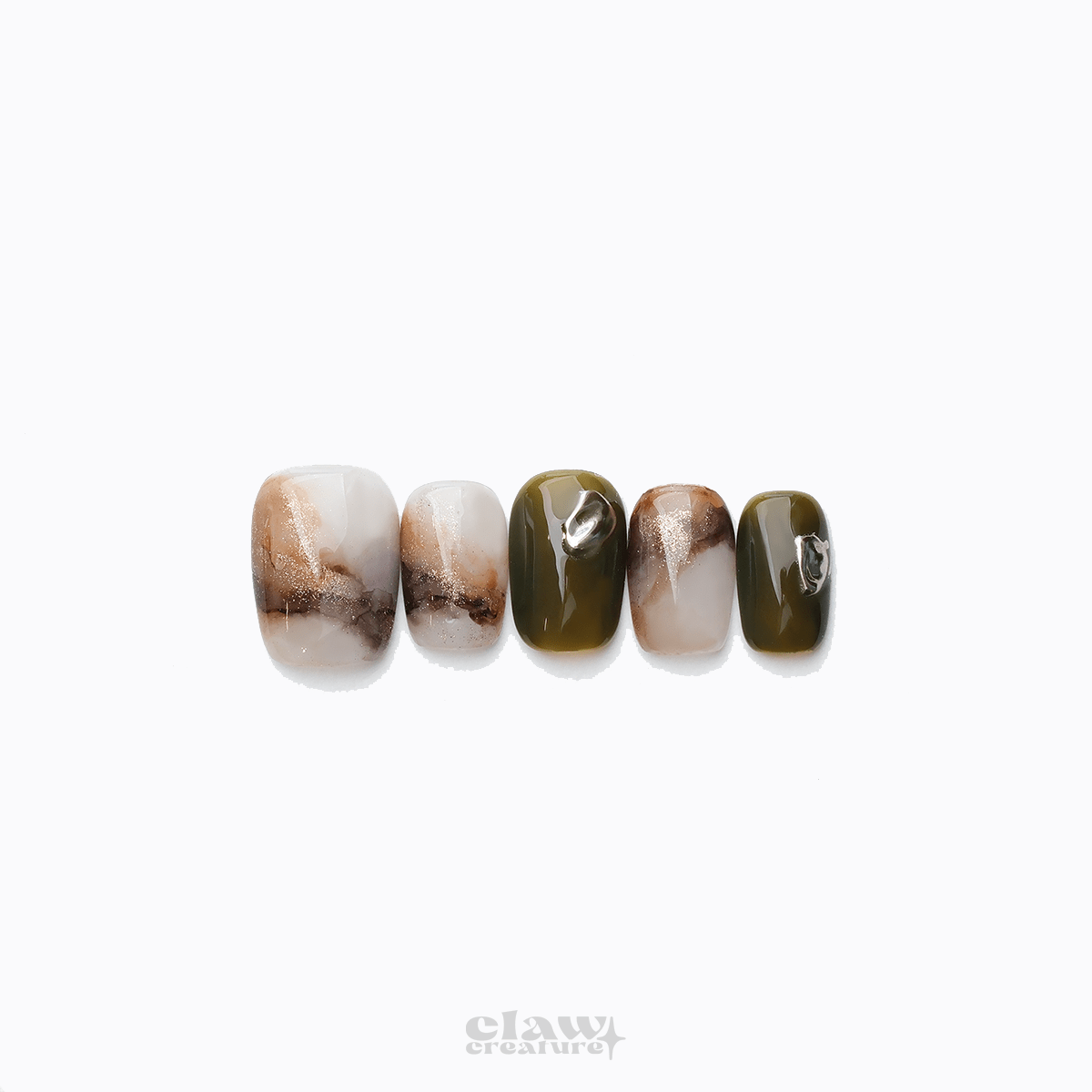 Moss & Stone - Handmade Press on Nails by Clawcreature - Handmade Press - on Nails