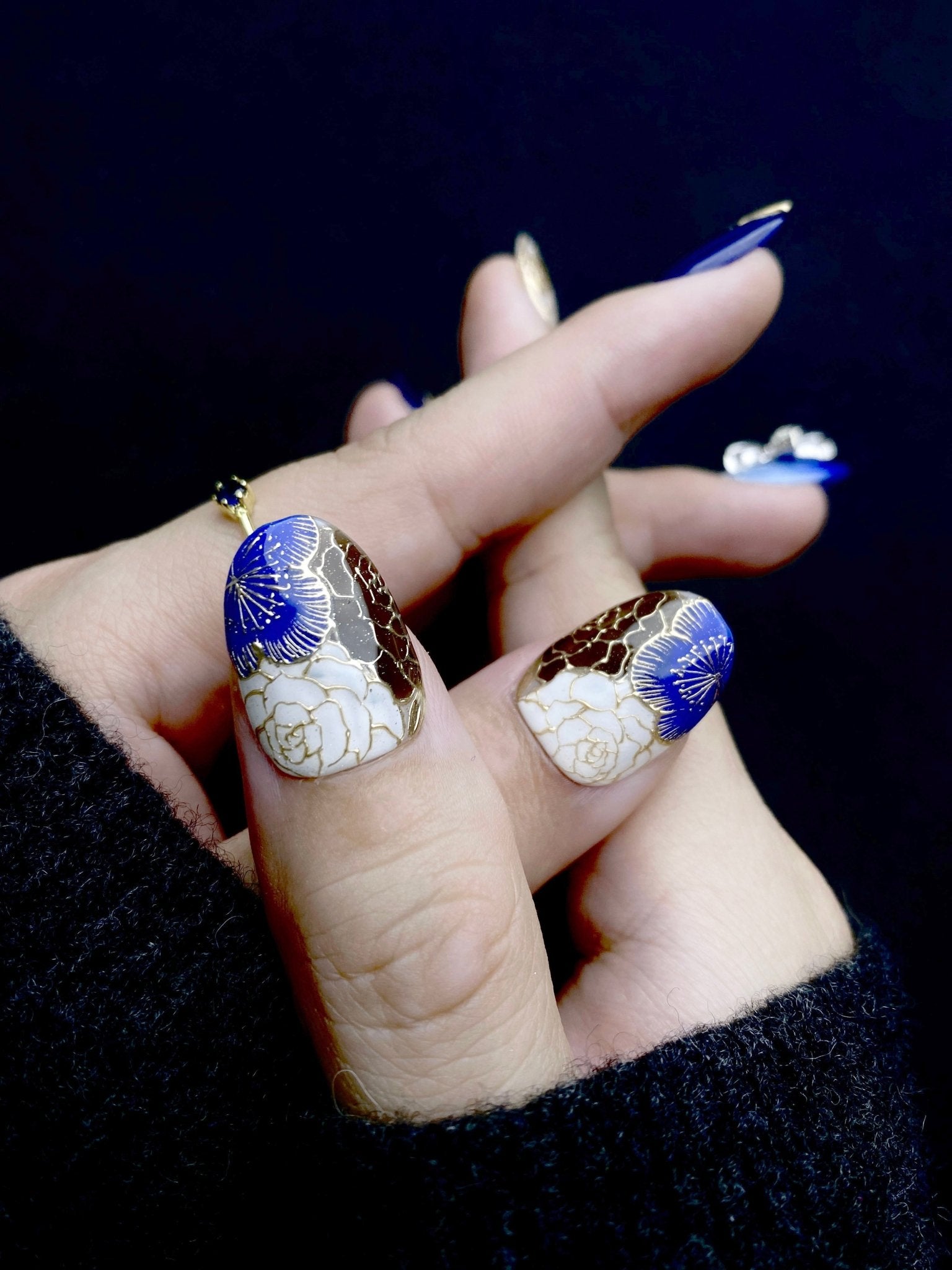 Navy Brat - Handmade Press on Nails by Clawcreature - Handmade Press - on Nails