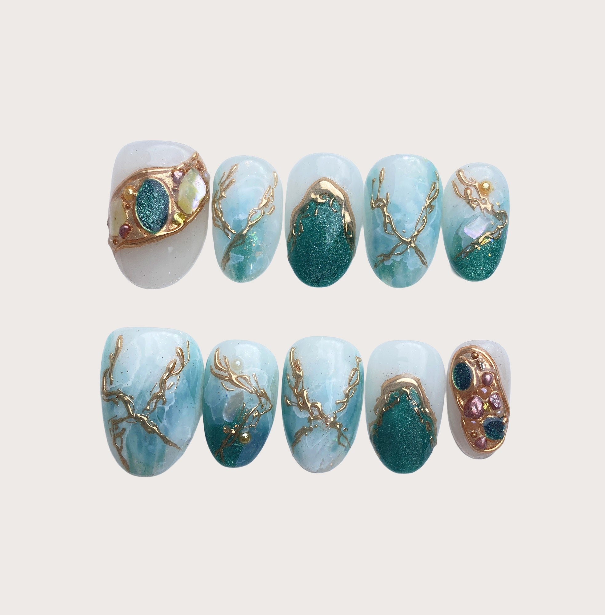 Nerissa - Handmade Press on Nails by Clawcreature - Handmade Press - on Nails
