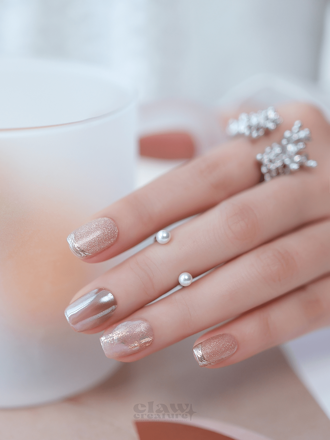 Peach Serenade - Handmade Press on Nails by Clawcreature - Handmade Press - on Nails