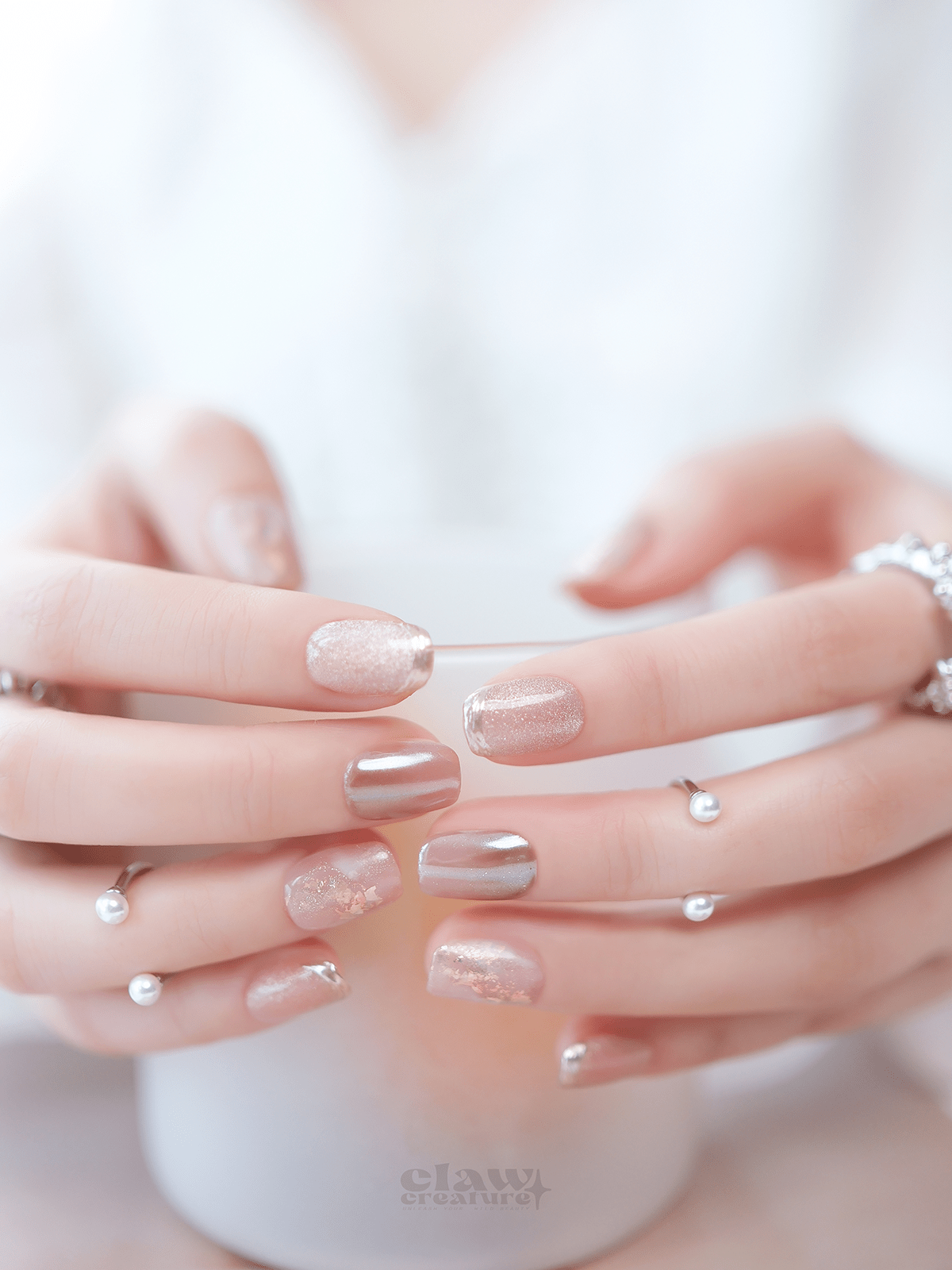 Peach Serenade - Handmade Press on Nails by Clawcreature - Handmade Press - on Nails