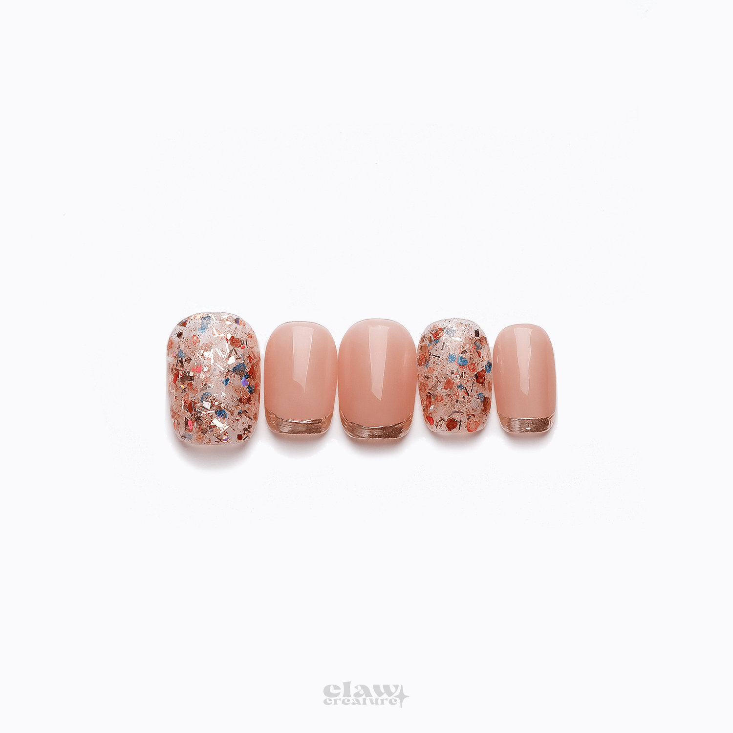 Peach Stardust - Handmade Press on Nails by Clawcreature - Handmade Press - on Nails