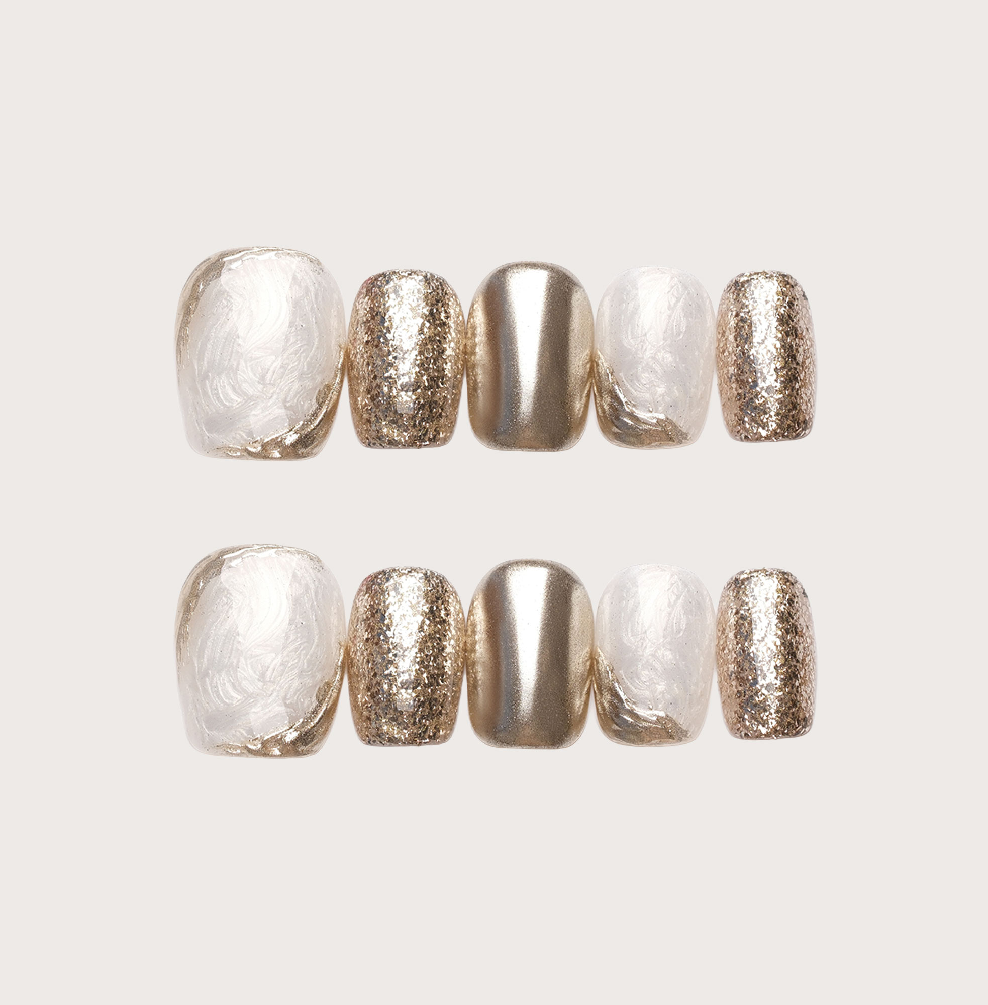 Pearl of Gold - Handmade Press on Nails by Clawcreature - Handmade Press - on Nails