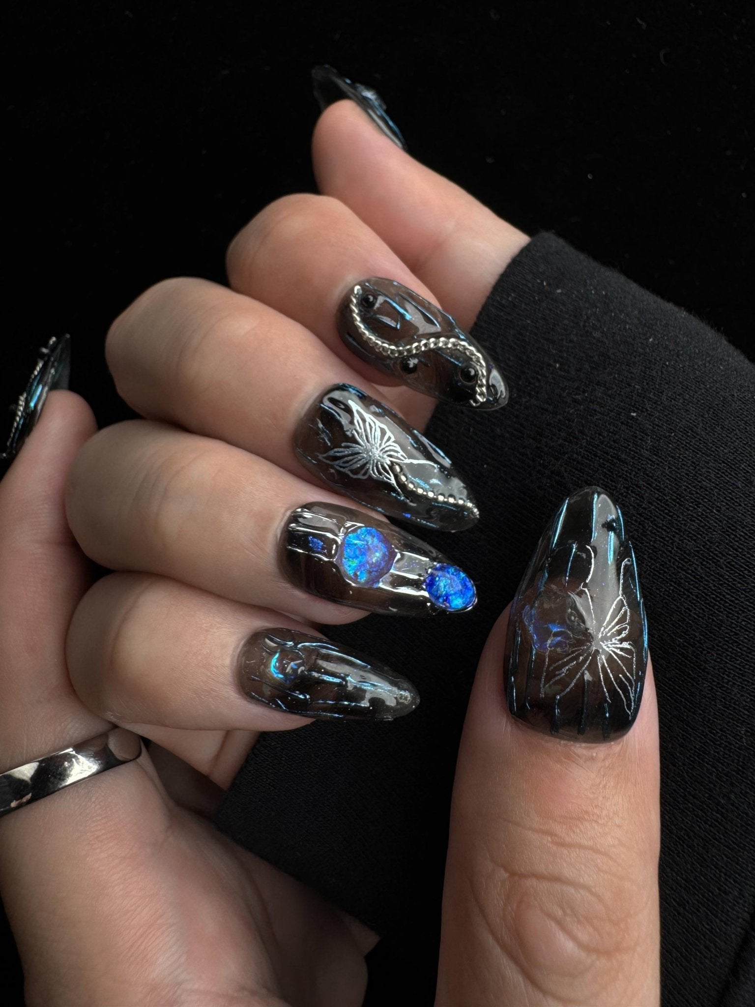 Phantom Wings - Handmade Press on Nails by Clawcreature - Handmade Press - on Nails