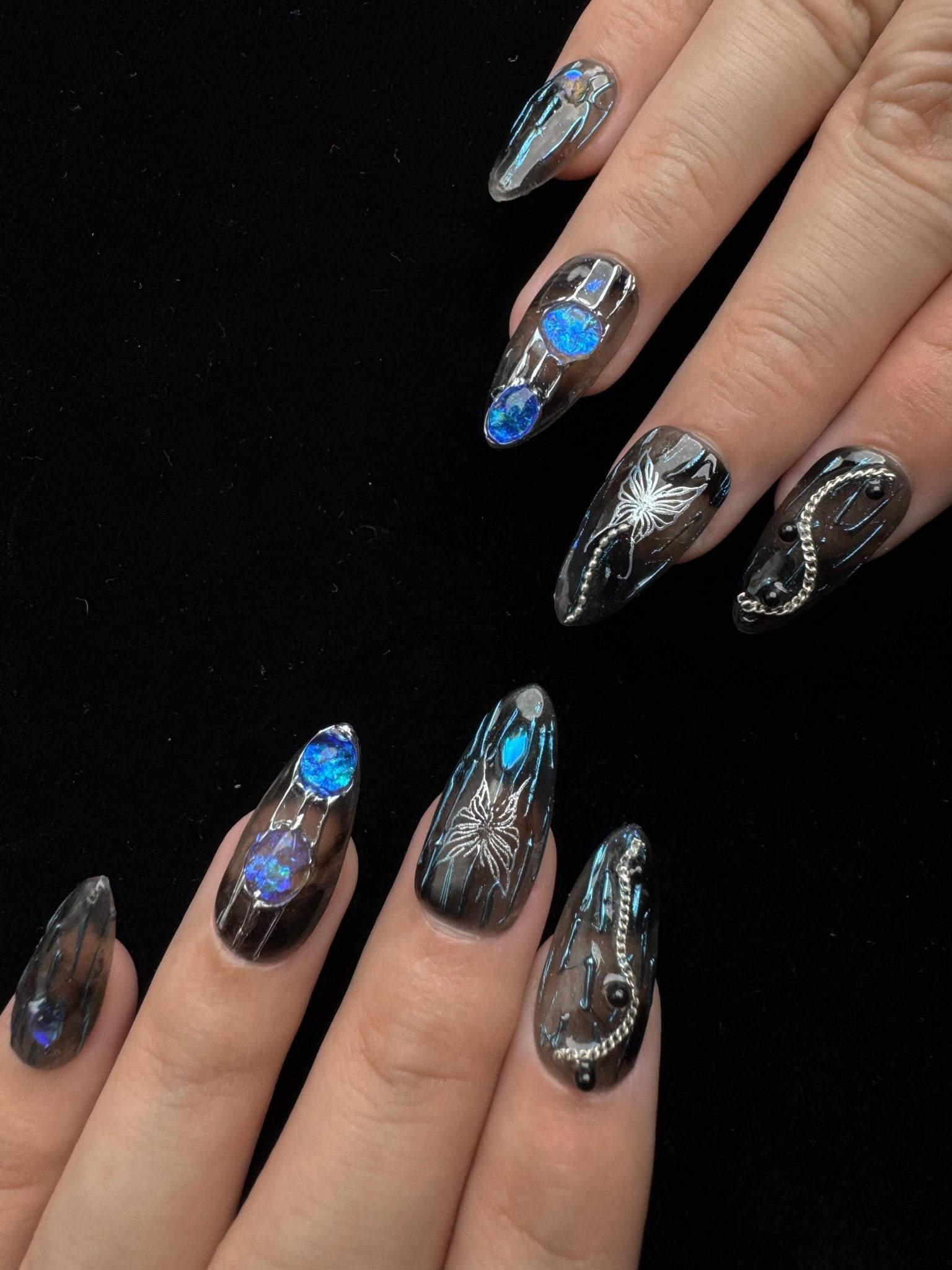Phantom Wings - Handmade Press on Nails by Clawcreature - Handmade Press - on Nails