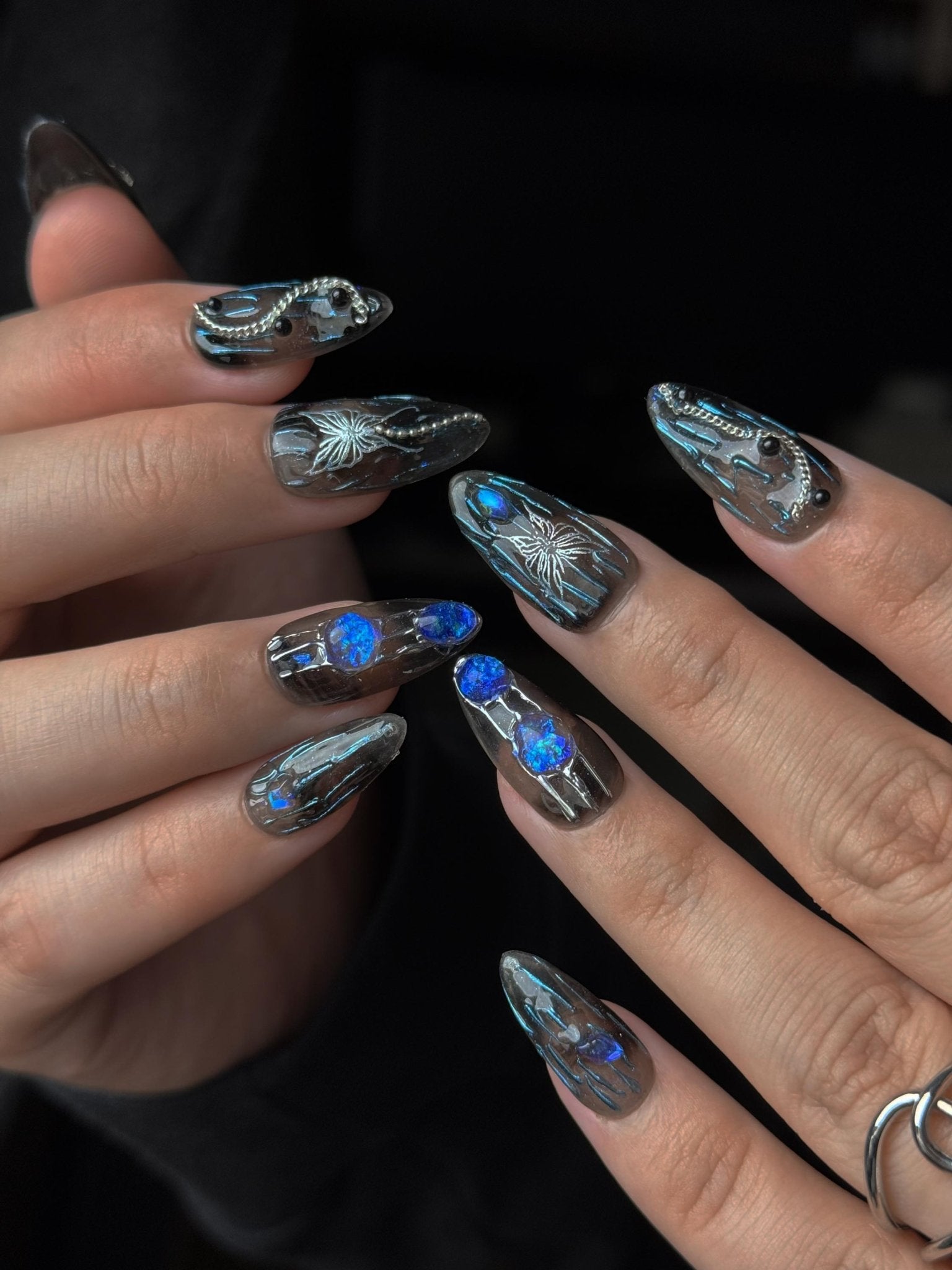 Phantom Wings - Handmade Press on Nails by Clawcreature - Handmade Press - on Nails