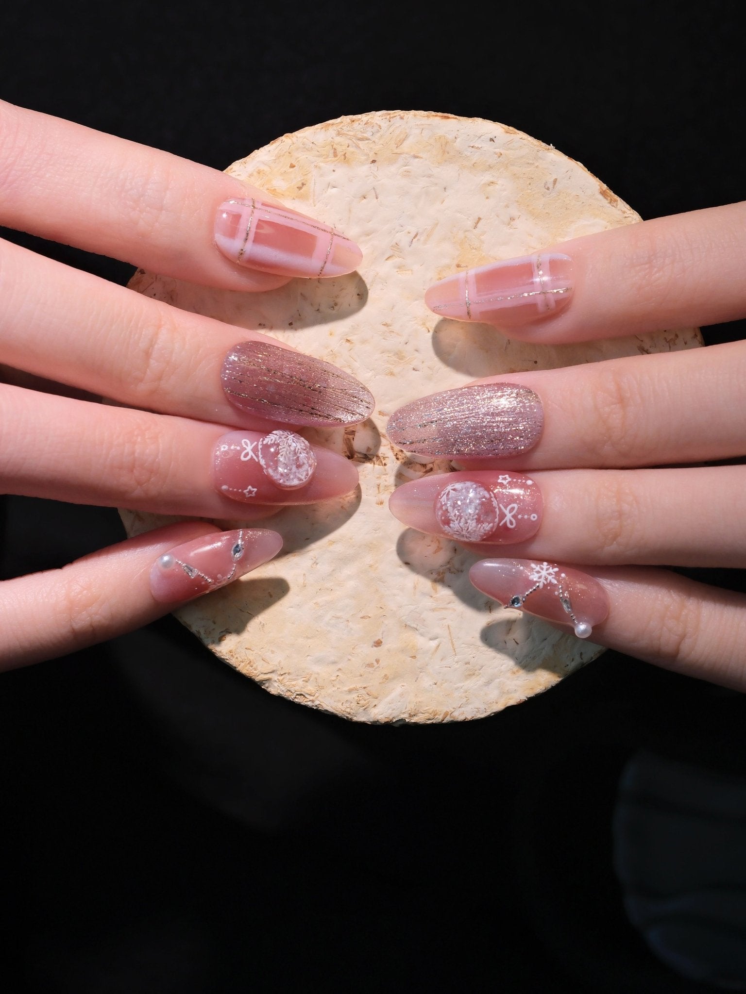 Pink Flutter - Handmade Press on Nails by Clawcreature - Handmade Press - on Nails