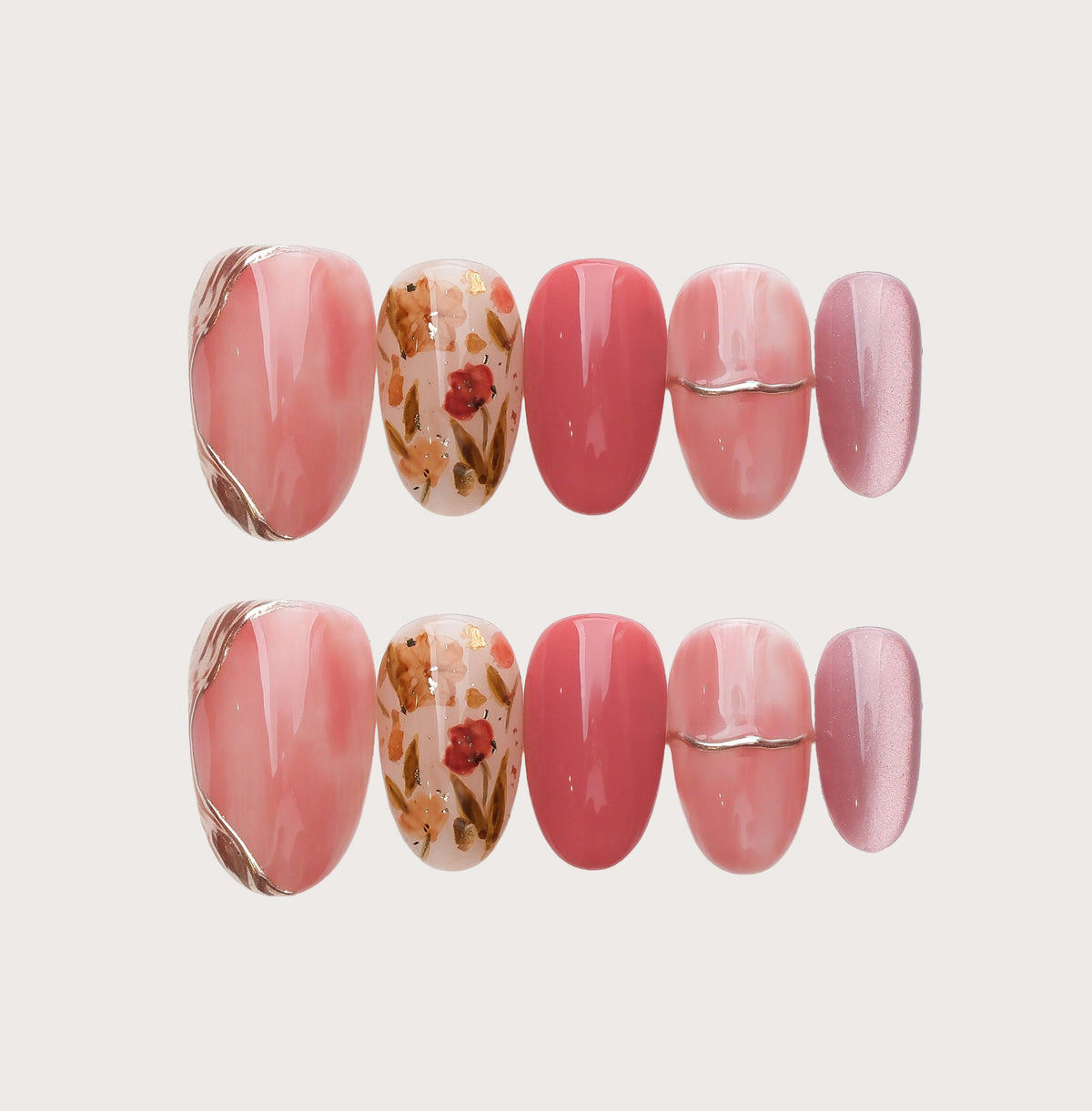 Pink Hibiscus - Handmade Press on Nails by Clawcreature - Handmade Press - on Nails