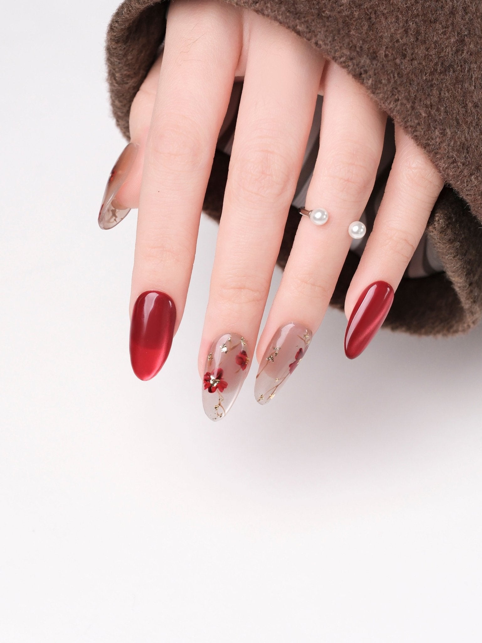 Plum Blossom - Handmade Press on Nails by Clawcreature - Handmade Press - on Nails