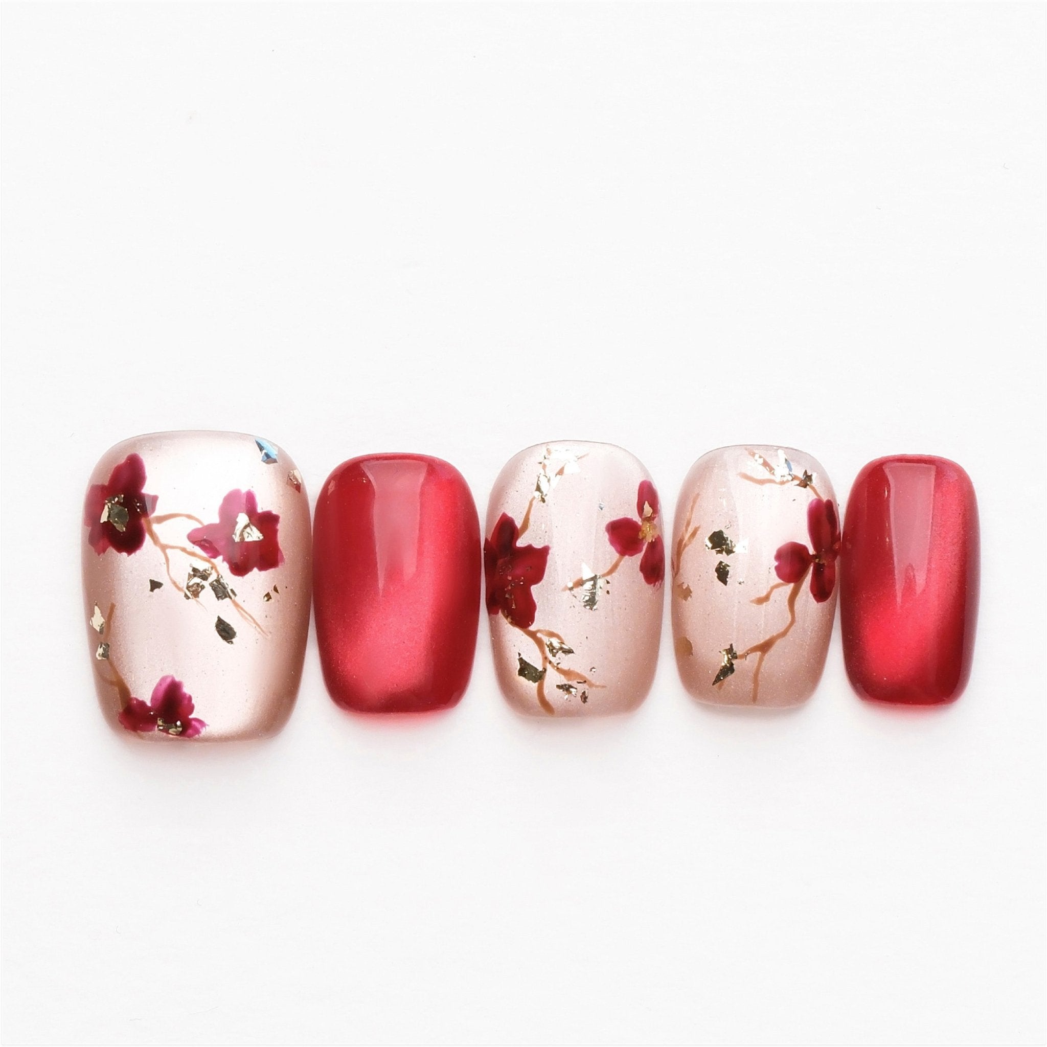 Plum Blossom - Handmade Press on Nails by Clawcreature - Handmade Press - on Nails