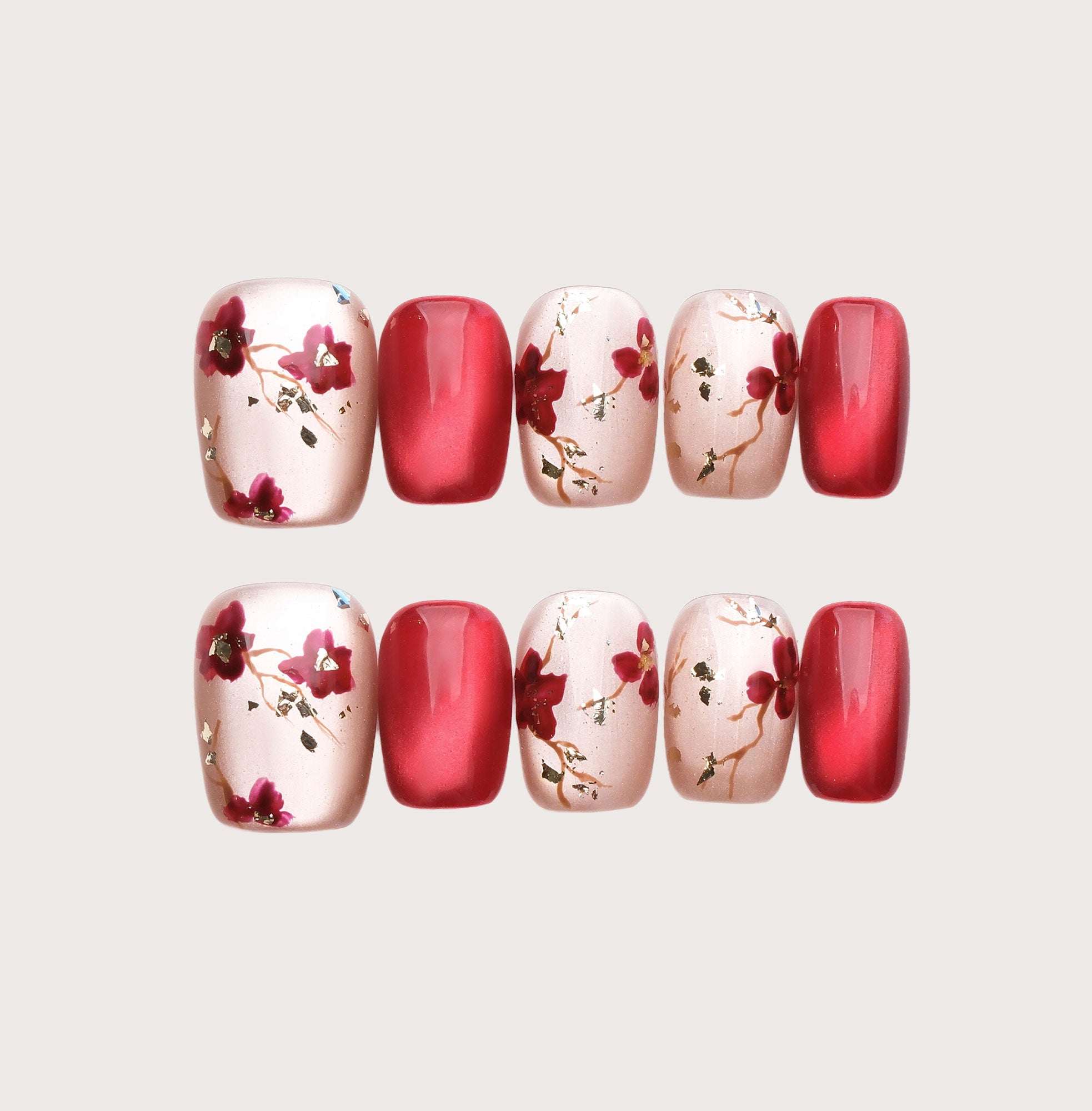 Plum Blossom - Handmade Press on Nails by Clawcreature - Handmade Press - on Nails