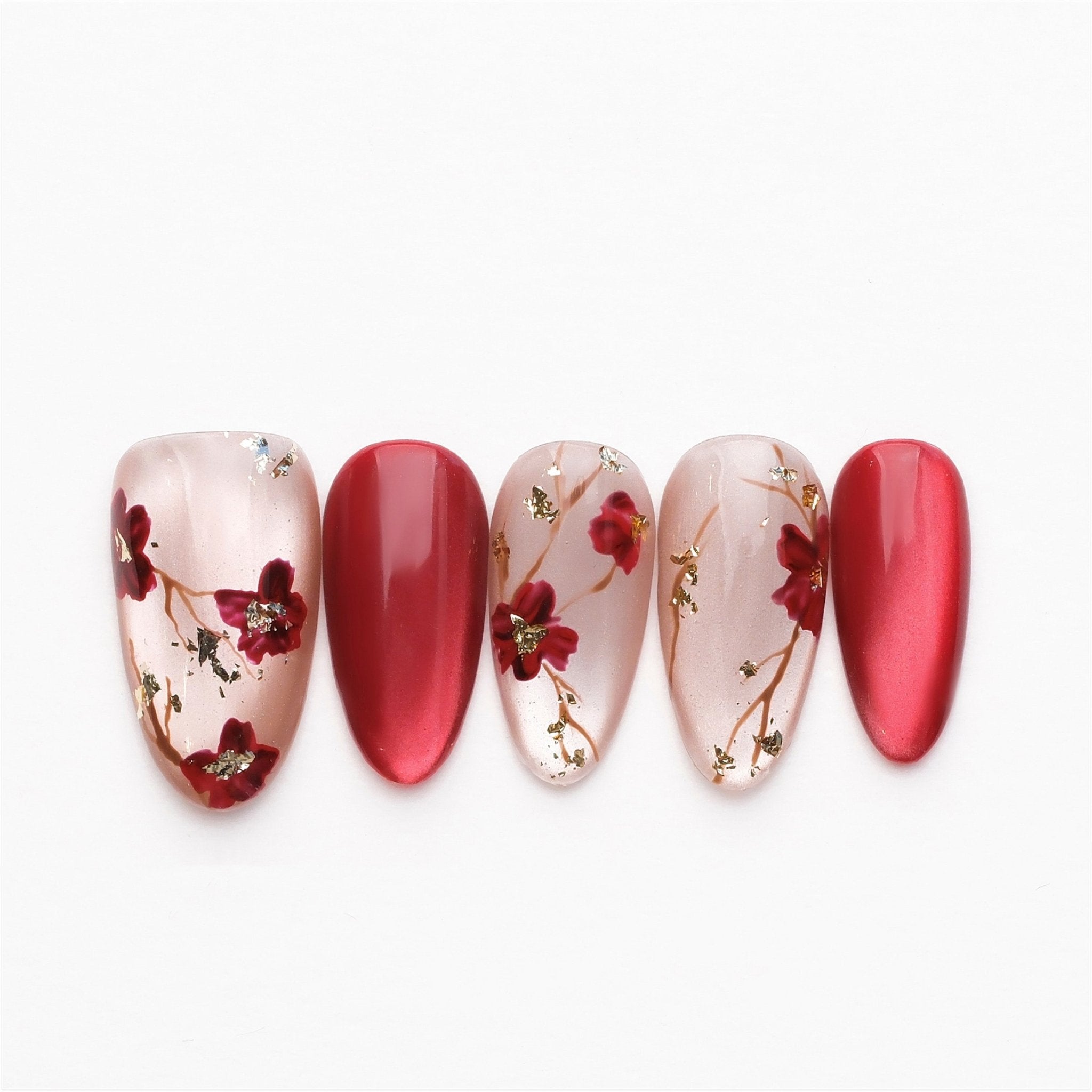 Plum Blossom - Handmade Press on Nails by Clawcreature - Handmade Press - on Nails