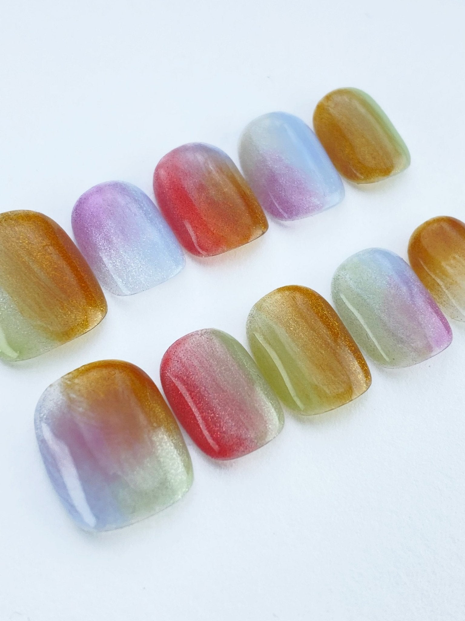 Rainbow Radiance - Handmade Press on Nails by Clawcreature - Handmade Press - on Nails