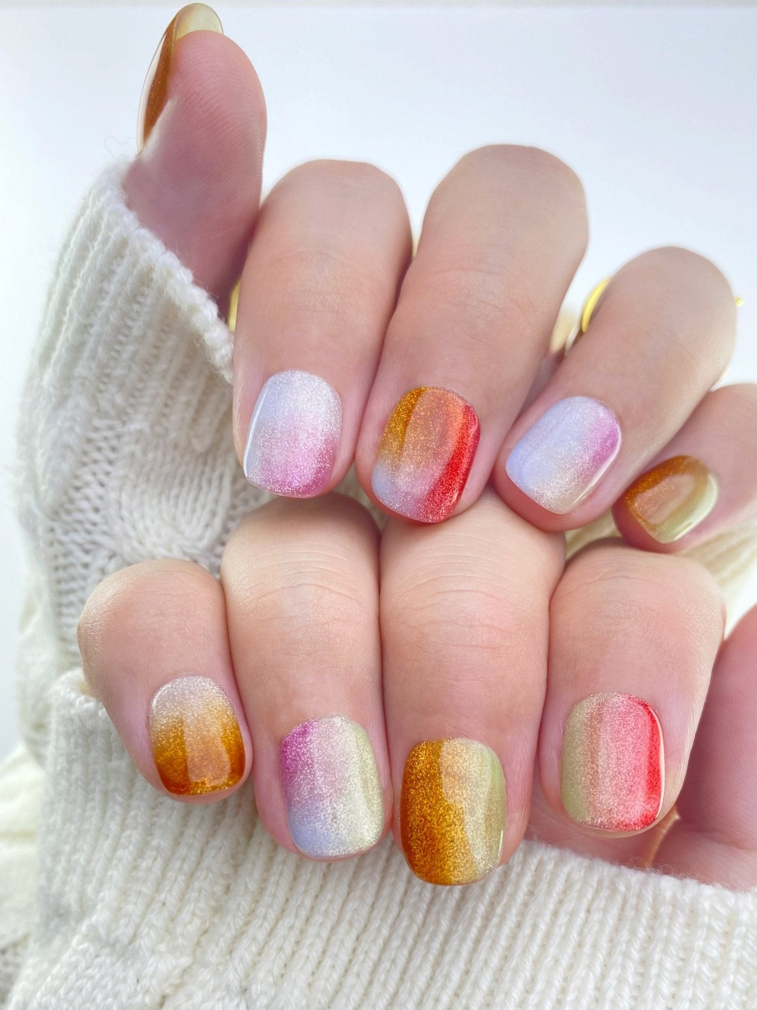 Rainbow Radiance - Handmade Press on Nails by Clawcreature - Handmade Press - on Nails