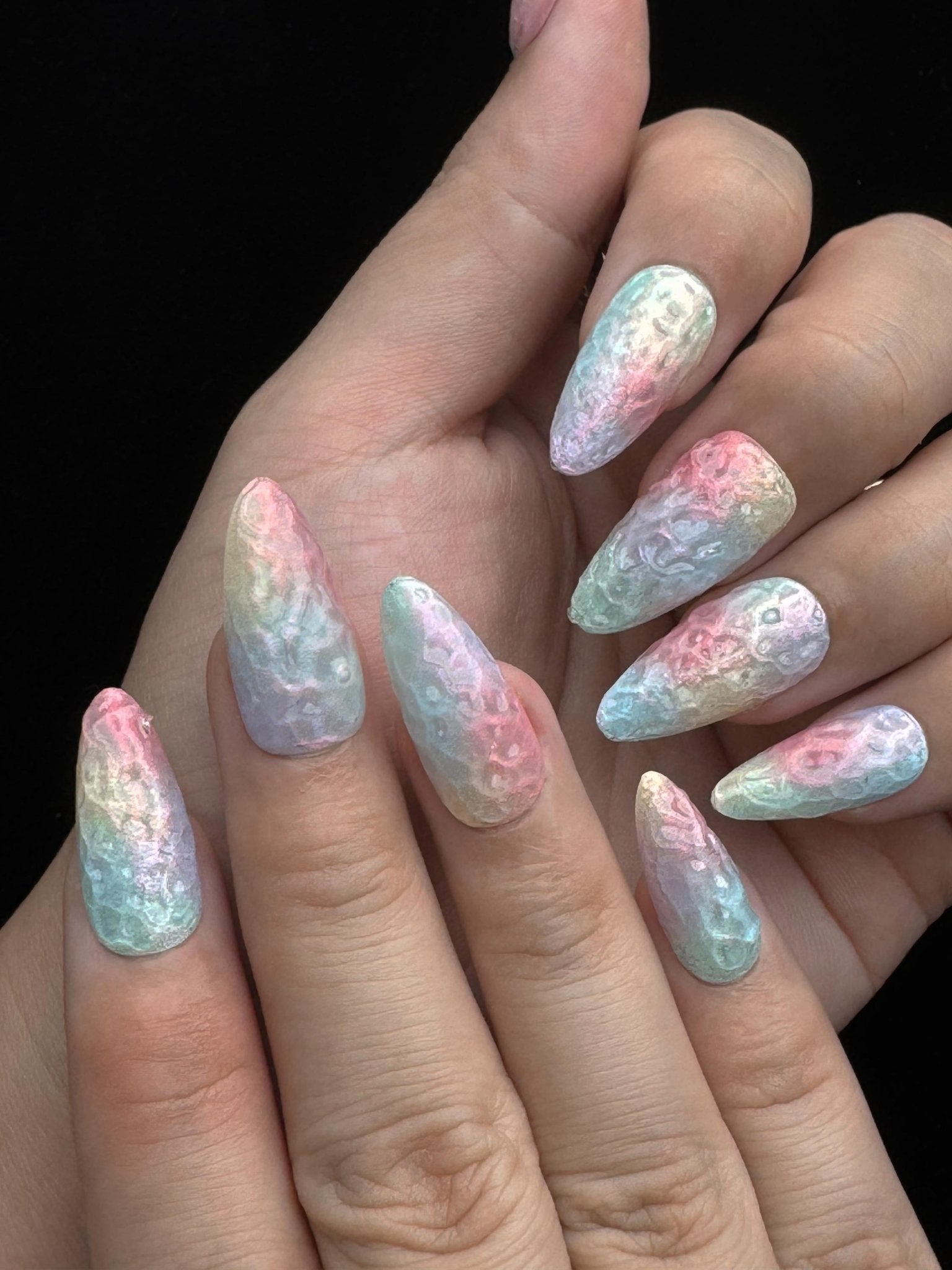 Rainbow Tide - Handmade Press on Nails by Clawcreature - Handmade Press - on Nails