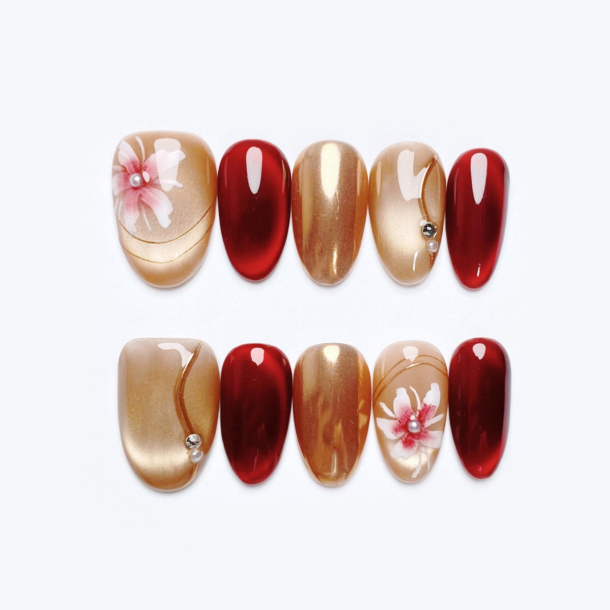 Red Velvet - Handmade Press on Nails by Clawcreature - Handmade Press - on Nails