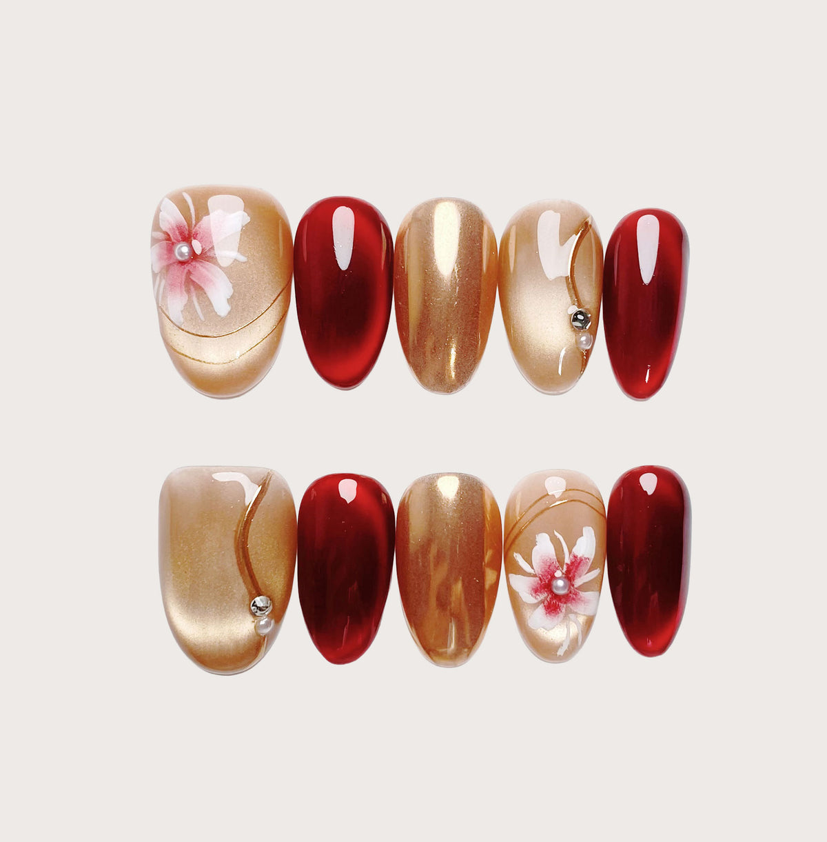 Red Velvet - Handmade Press on Nails by Clawcreature - Handmade Press - on Nails