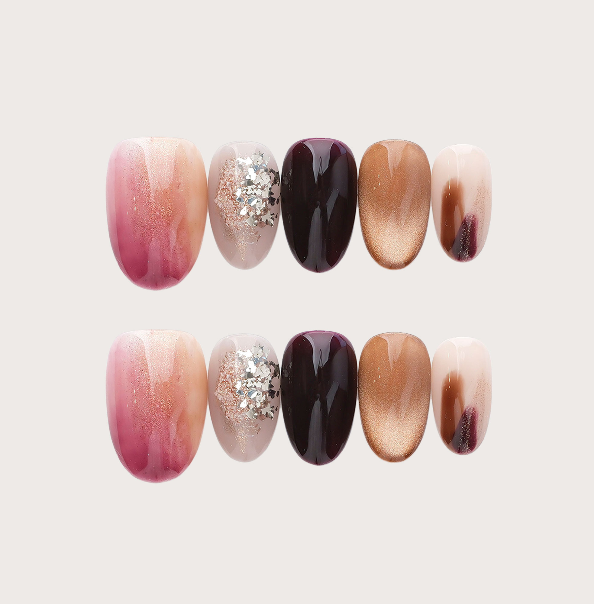 Rose and Gold - Handmade Press on Nails by Clawcreature - Handmade Press - on Nails