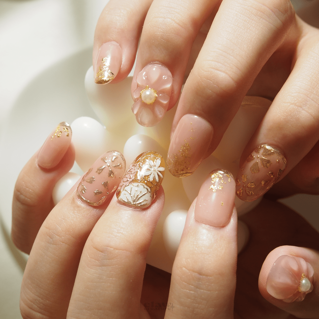 Rosy Bloom - Handmade Press on Nails by Clawcreature - Handmade Press - on Nails