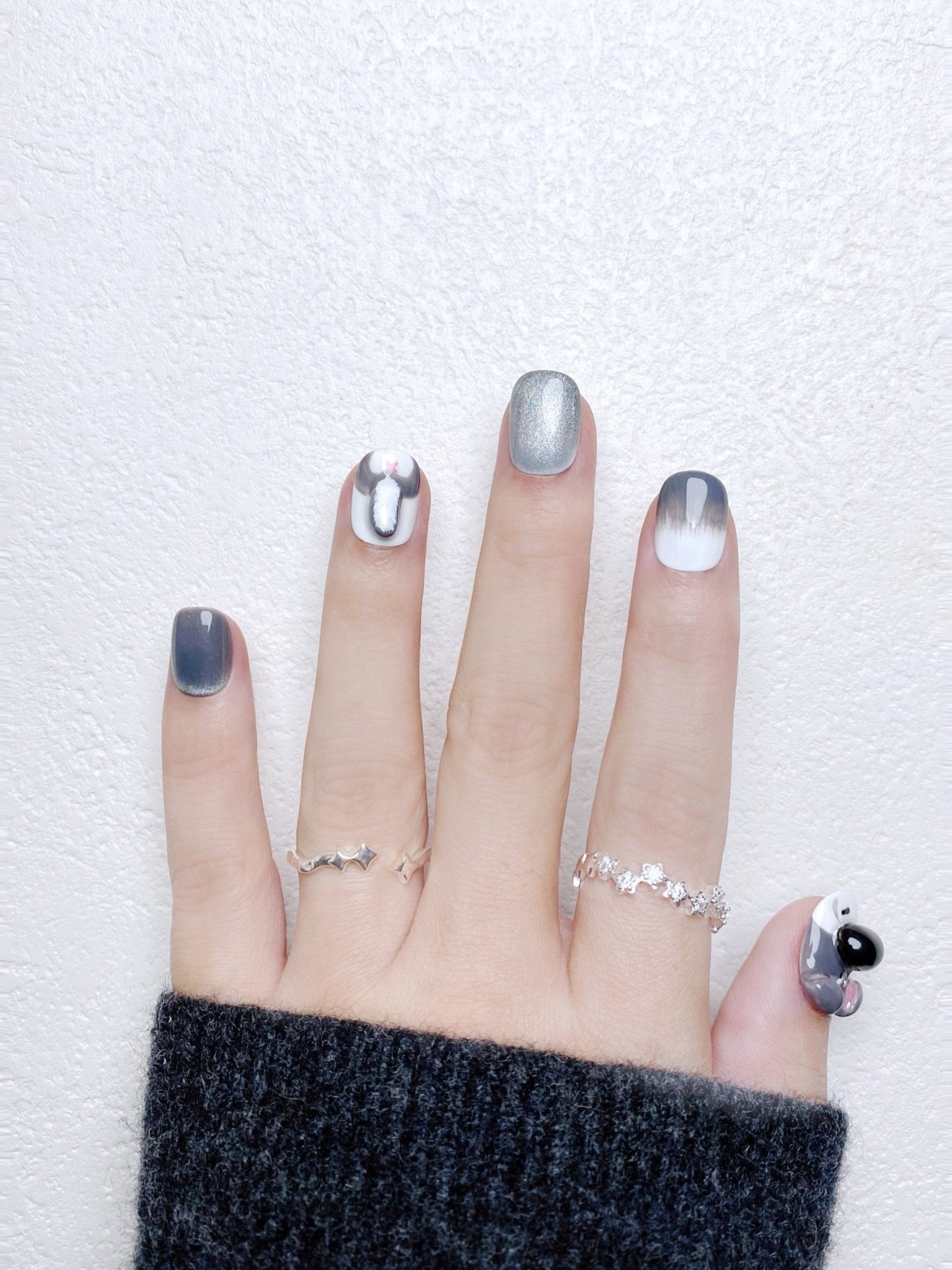 Sasha the Schnauzer - Handmade Press on Nails by Clawcreature - Handmade Press - on Nails