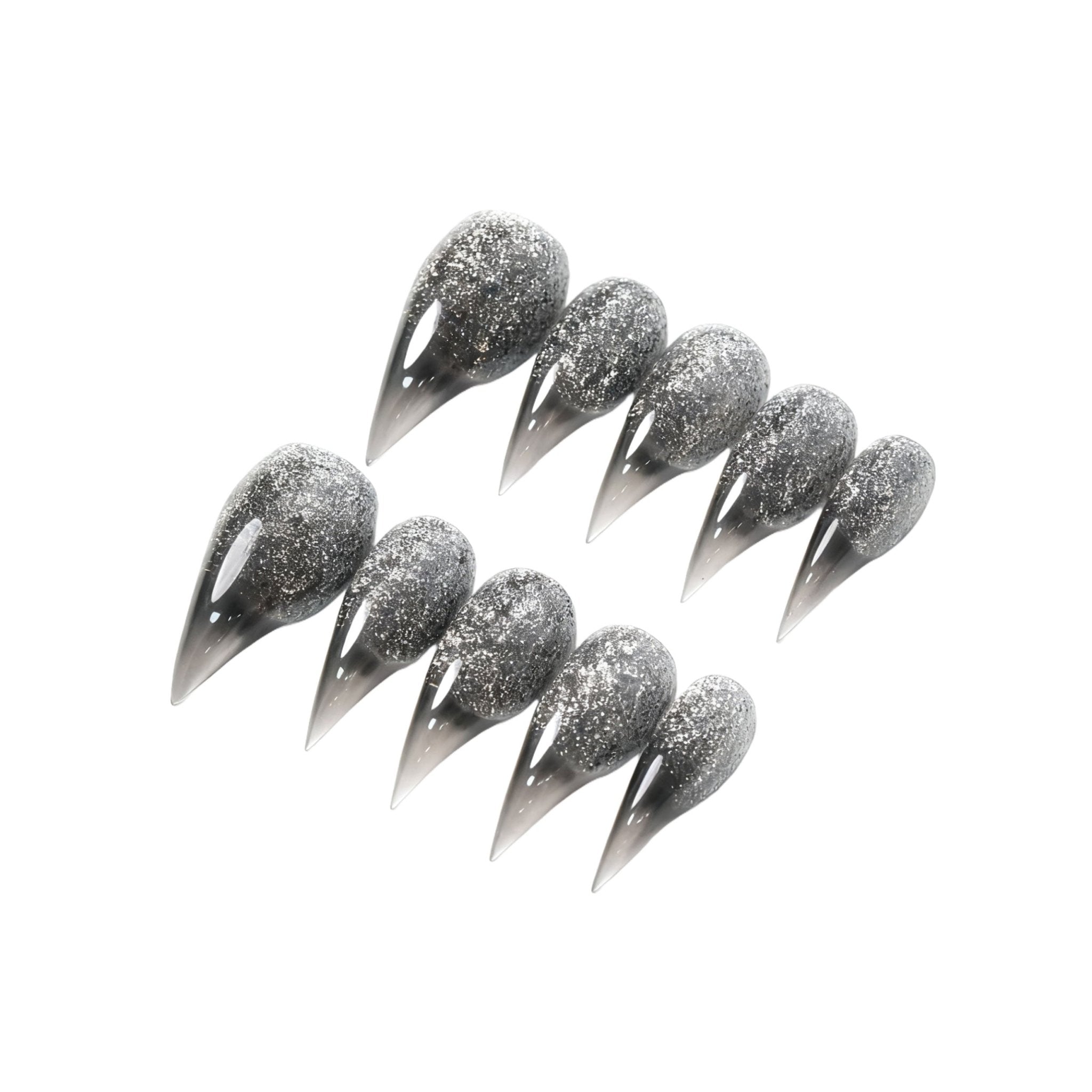 Silver Fang - Handmade Press on Nails by Clawcreature - Handmade Press - on Nails