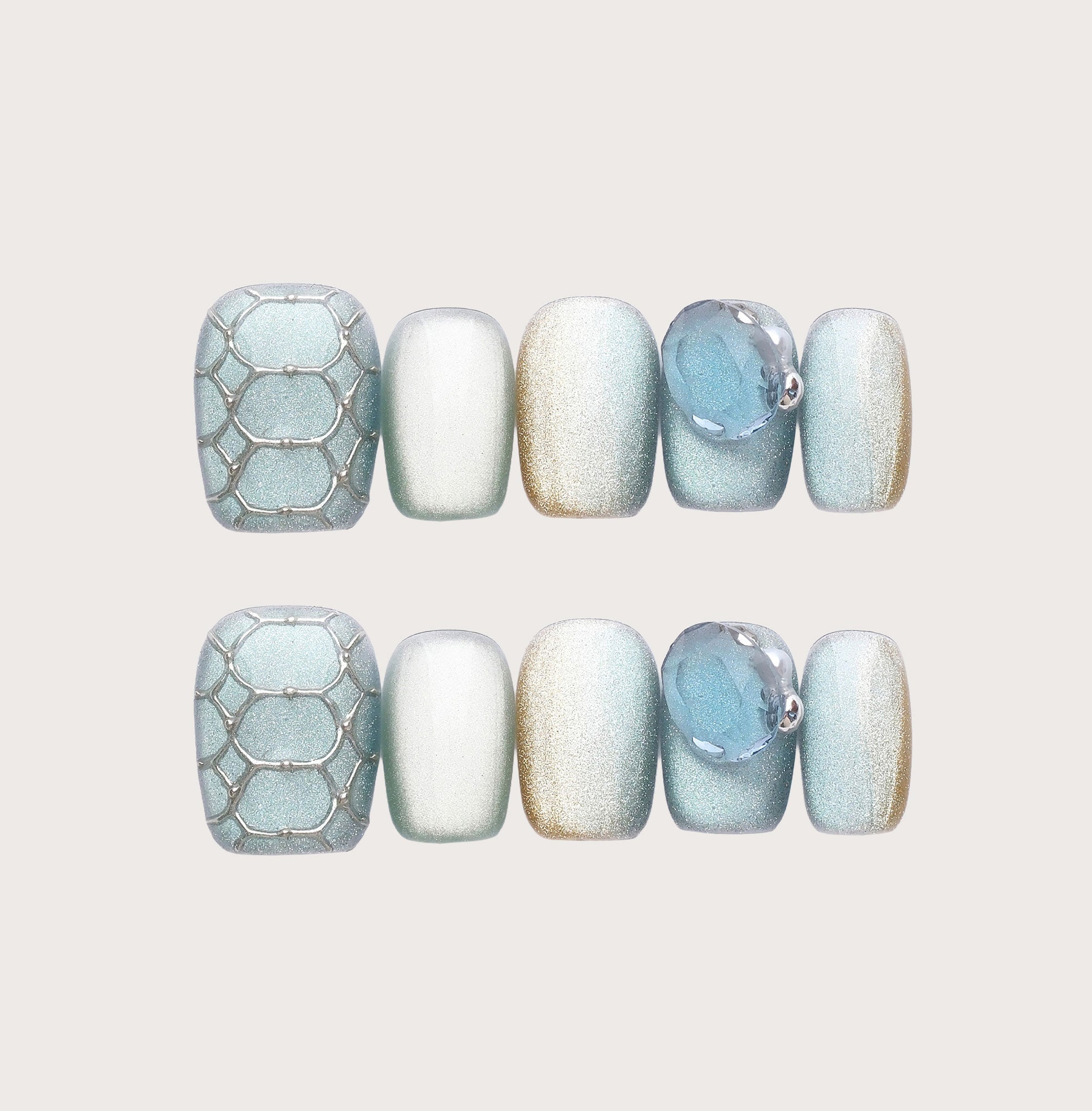 Siren of Mermaid - Handmade Press on Nails by Clawcreature - Handmade Press - on Nails
