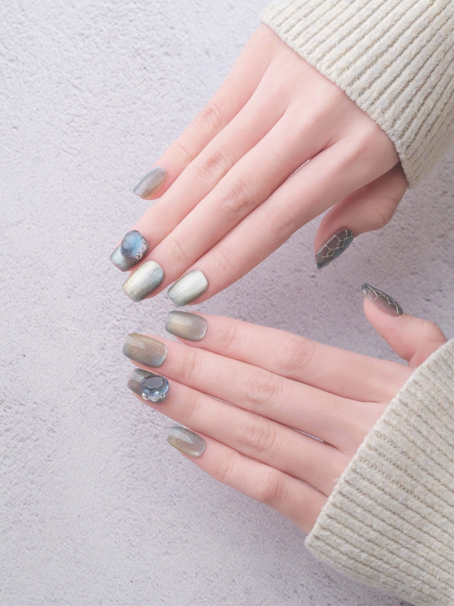 Siren of Mermaid - Handmade Press on Nails by Clawcreature - Handmade Press - on Nails